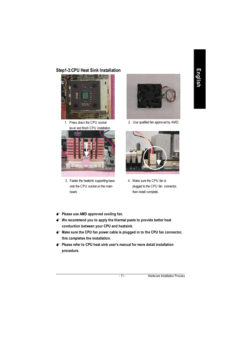 English, Step1-3:cpu heat sink installation | GIGABYTE PHASER 4500 User Manual | Page 17 / 128