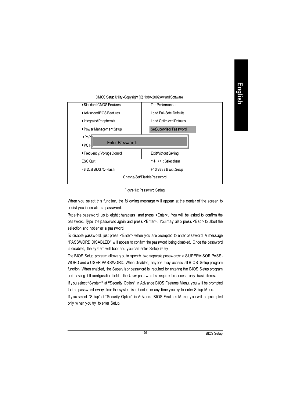 English set supervisor/user password | GIGABYTE PHASER 4500 User Manual | Page 57 / 128