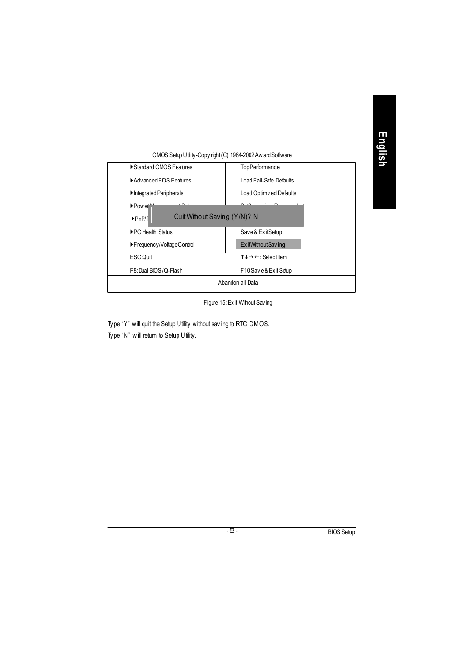 English exit without saving | GIGABYTE PHASER 4500 User Manual | Page 59 / 128