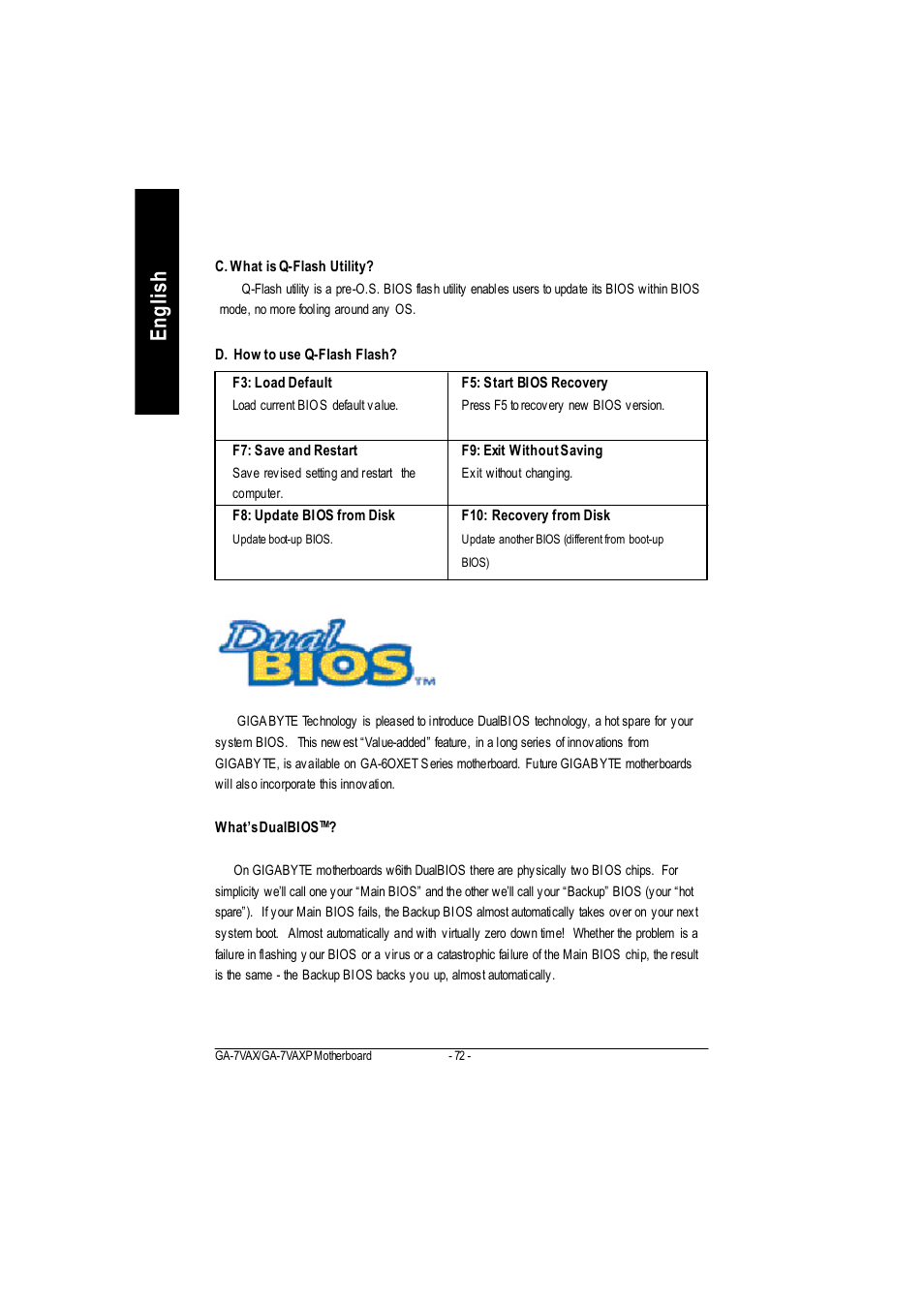 English, Dualbios, Technology faq | GIGABYTE PHASER 4500 User Manual | Page 78 / 128