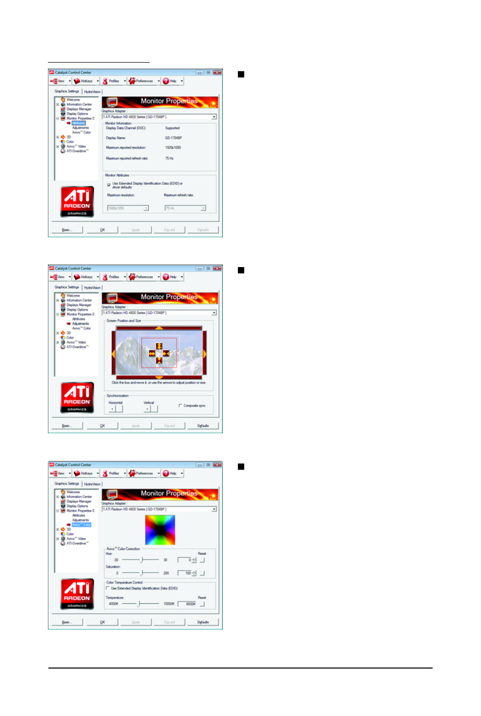 Monitor properties 0 | GIGABYTE GV-R487D5-1GD User Manual | Page 23 / 34