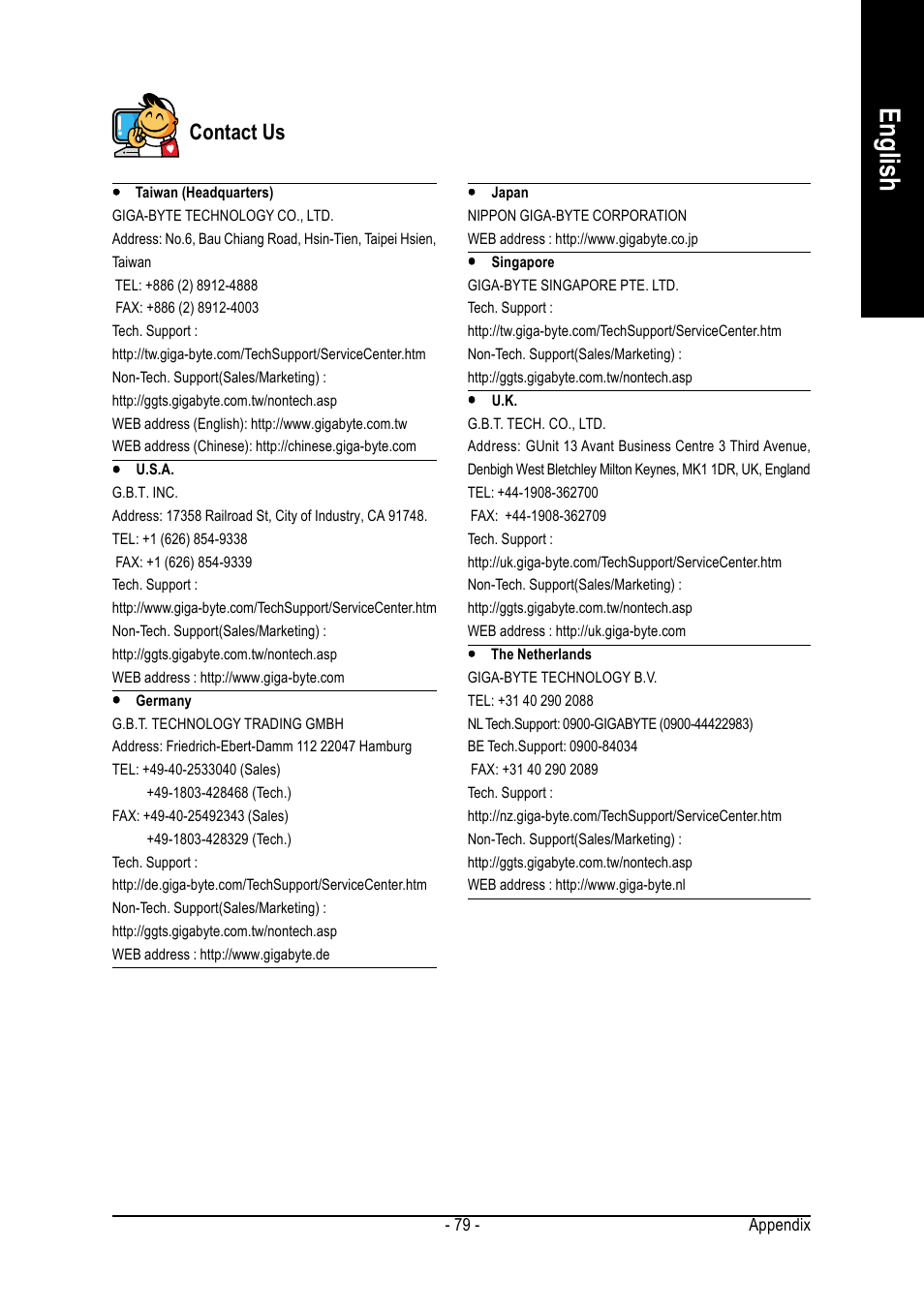 English, Contact us | GIGABYTE GA-8IP775 Series User Manual | Page 79 / 80