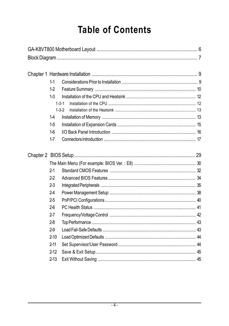 GIGABYTE GA-K8VT800 User Manual | Page 4 / 80