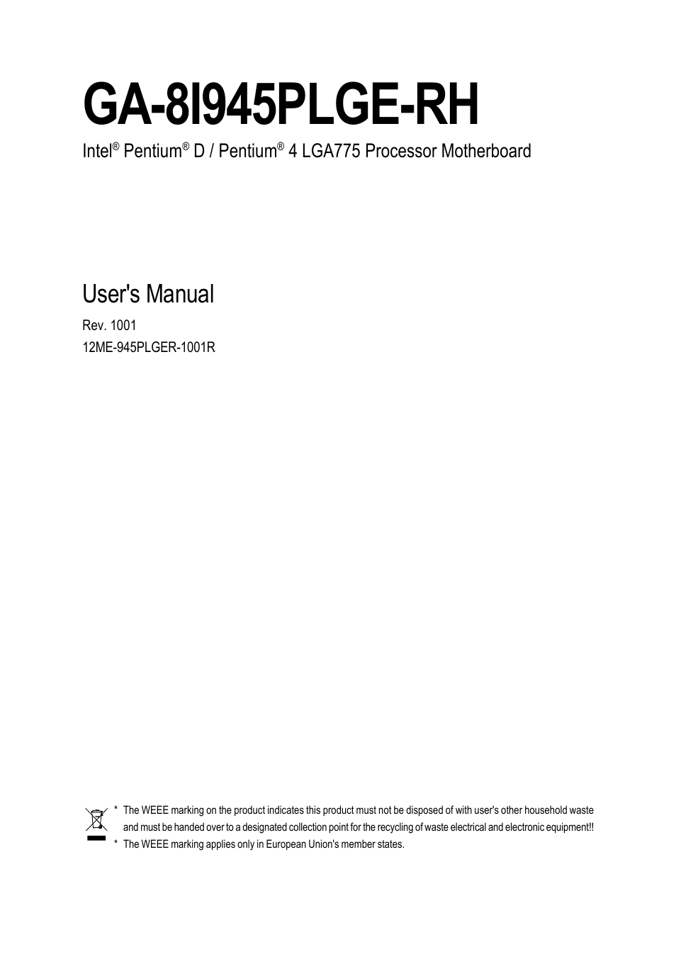 GIGABYTE GA-8I945PLGE-RH User Manual | 80 pages
