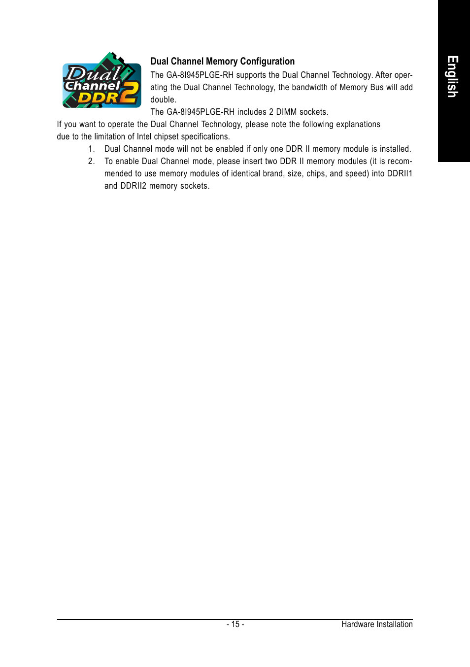 English | GIGABYTE GA-8I945PLGE-RH User Manual | Page 15 / 80
