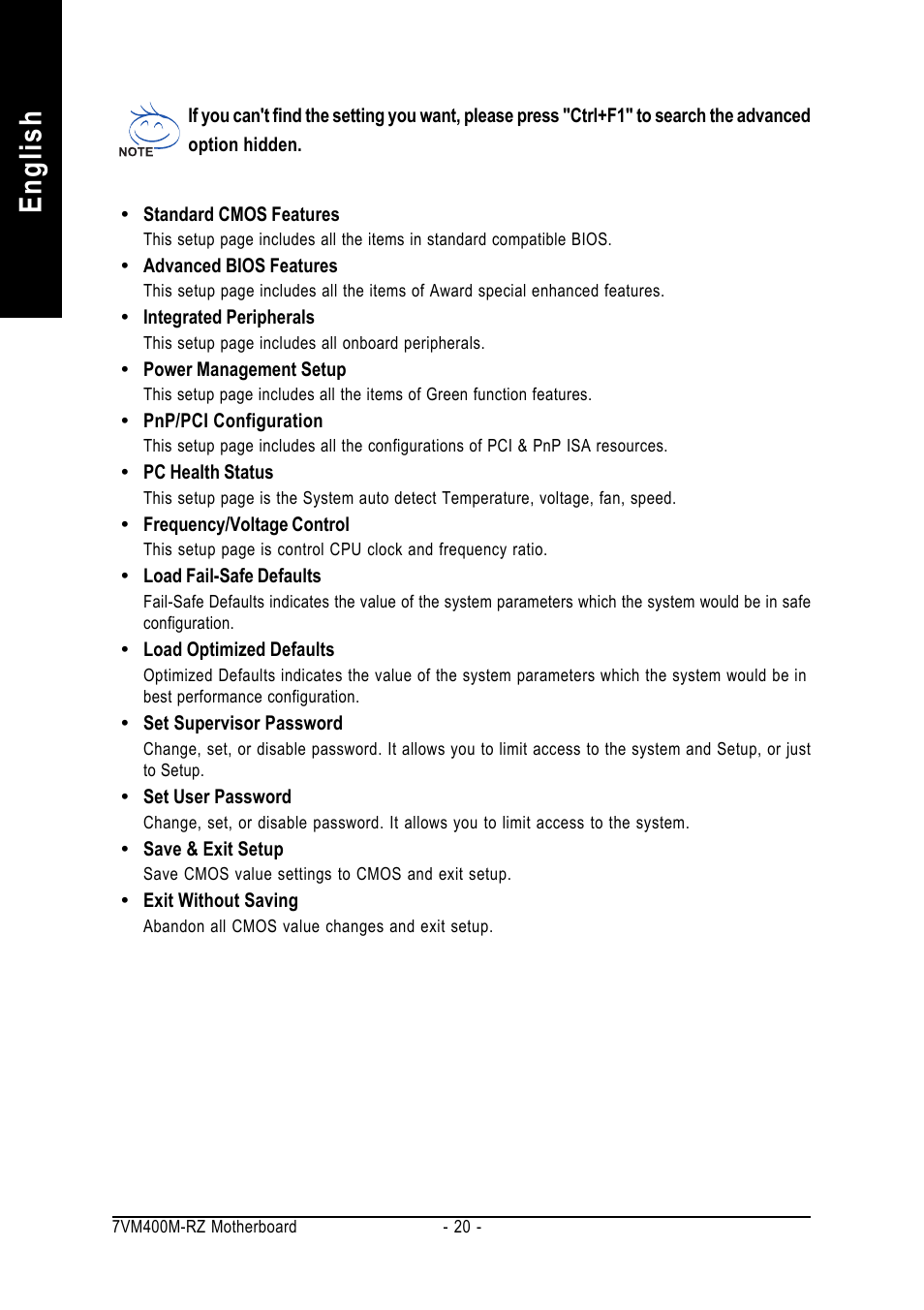 English | GIGABYTE 7VM400M-RZ User Manual | Page 20 / 36