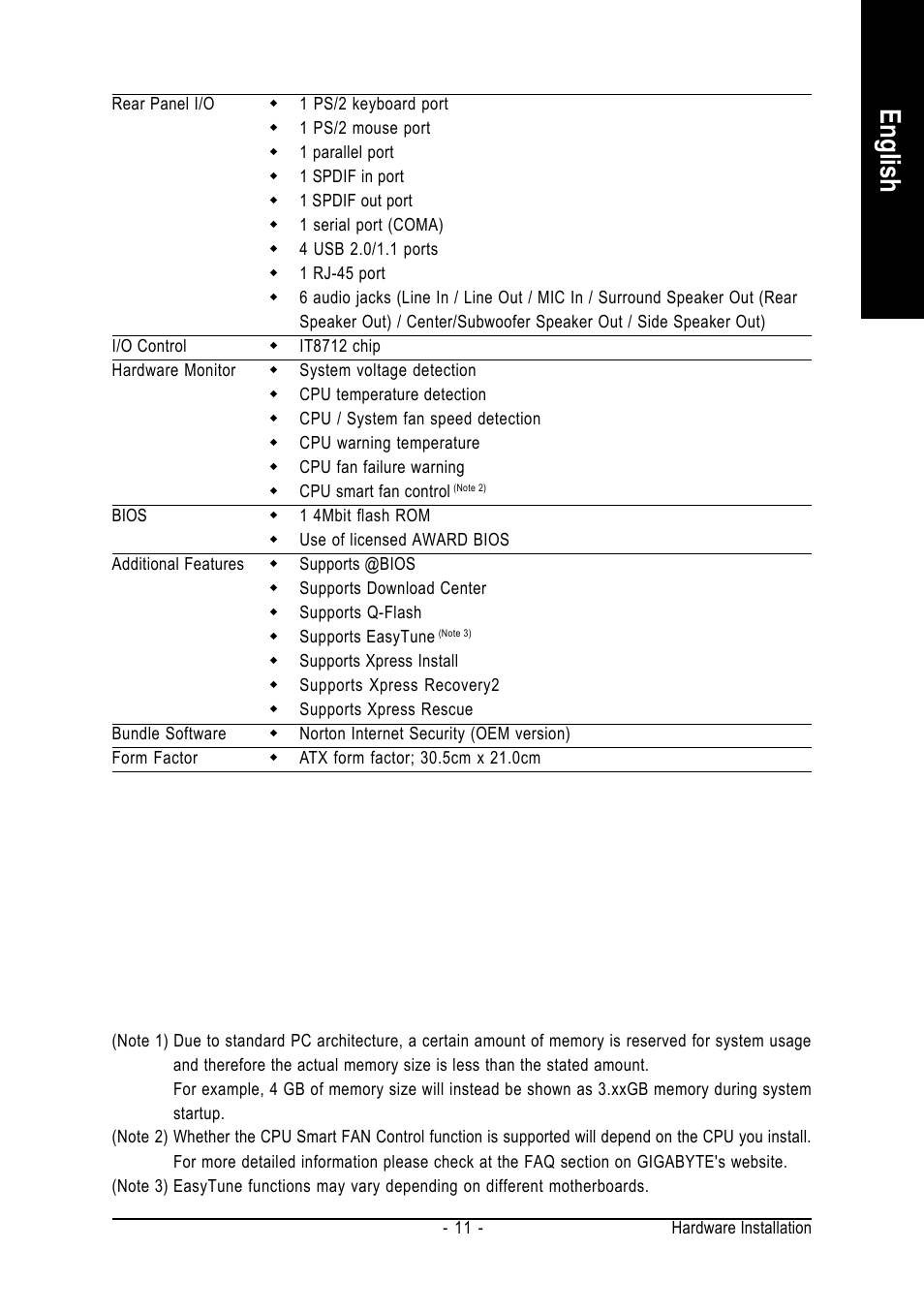 English | GIGABYTE GA-K8NF-9 User Manual | Page 11 / 88