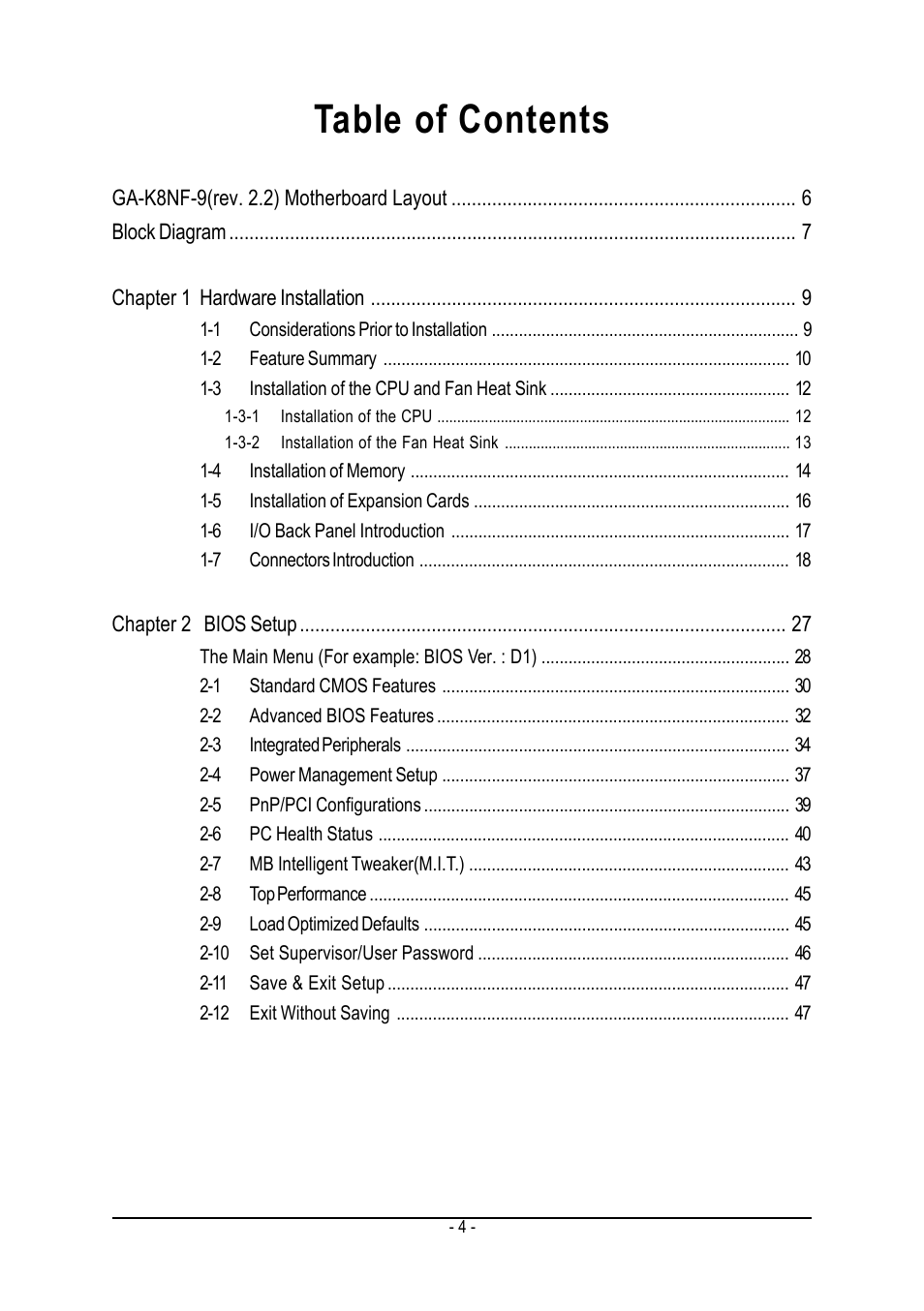 GIGABYTE GA-K8NF-9 User Manual | Page 4 / 88