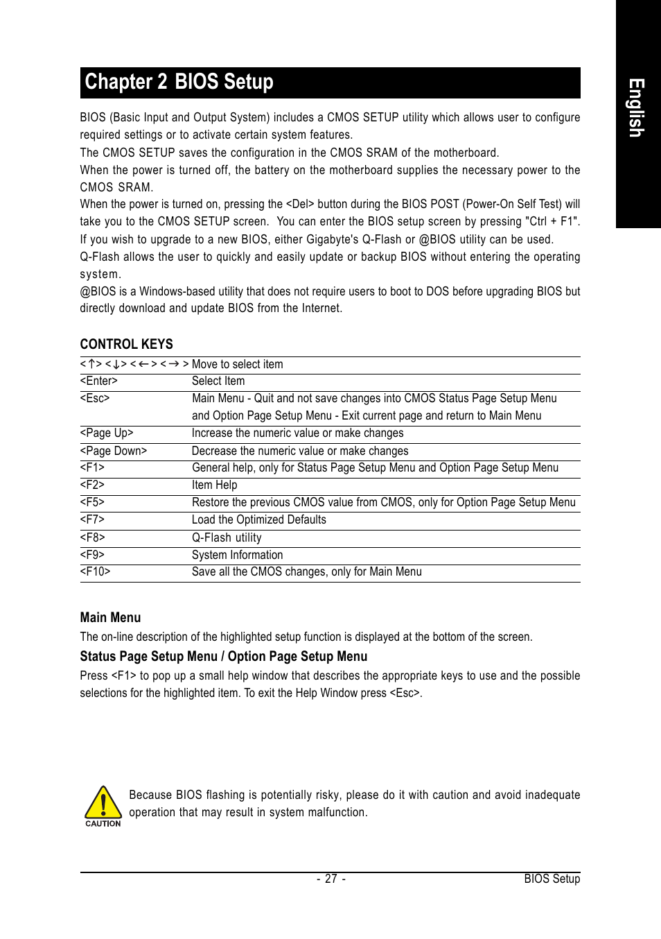 Chapter 2 bios setup, English | GIGABYTE AMD Socket 939 Processor Motherboard GA-K8NF-9-RH User Manual | Page 27 / 88