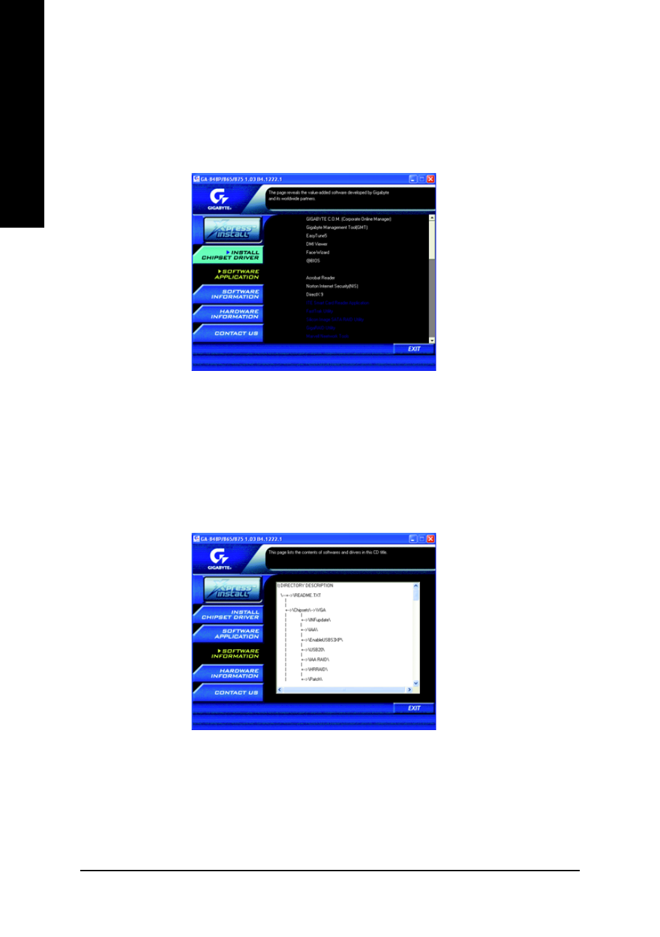 English, 2 software application, 3 software information | GIGABYTE GA-8I865GMFK-775 User Manual | Page 48 / 72