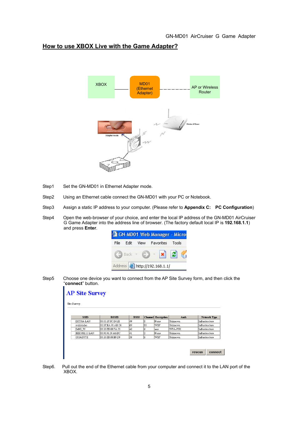How to use xbox live with the game adapter | GIGABYTE GN-MD01 User Manual | Page 8 / 64
