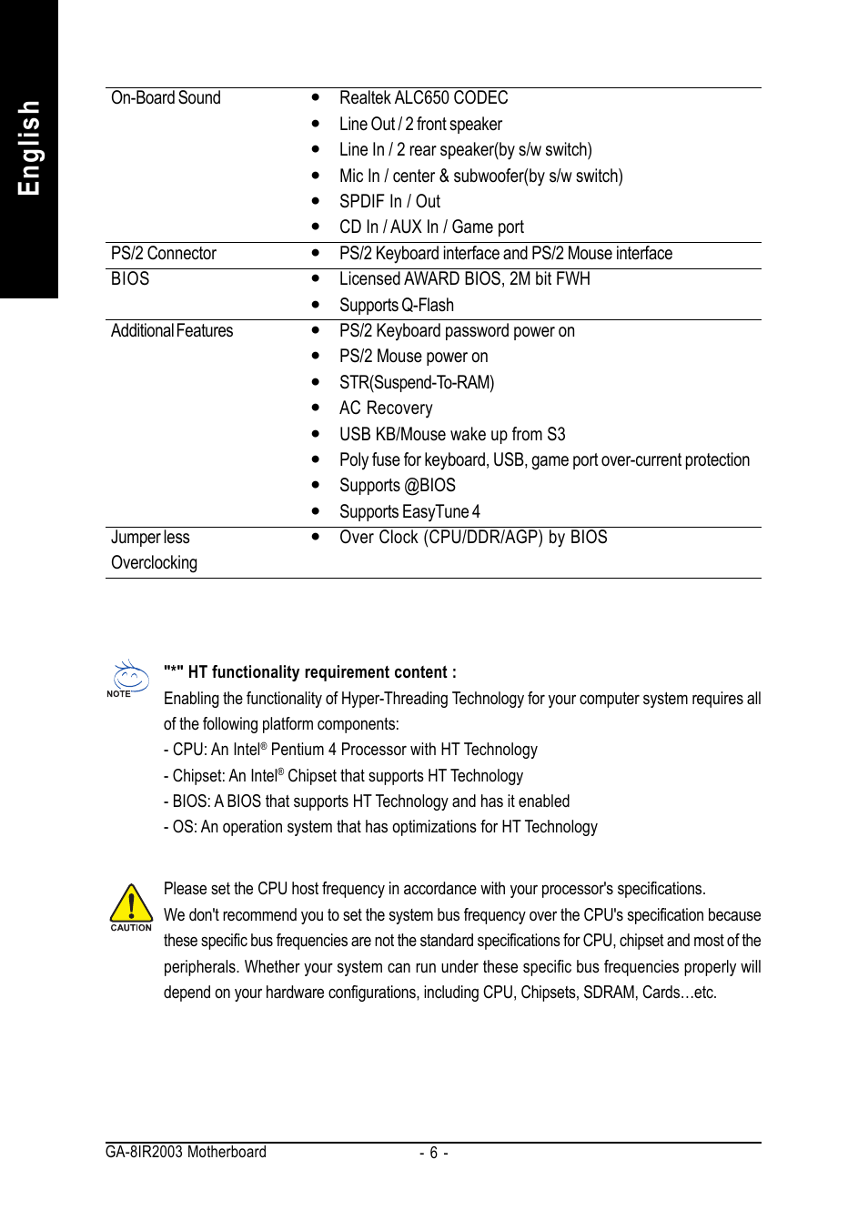 English | GIGABYTE GA-8IR2003 User Manual | Page 10 / 96