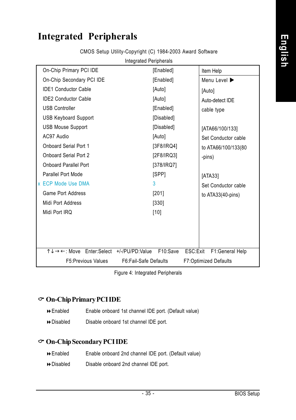 English, Integrated peripherals | GIGABYTE GA-8IR2003 User Manual | Page 39 / 96