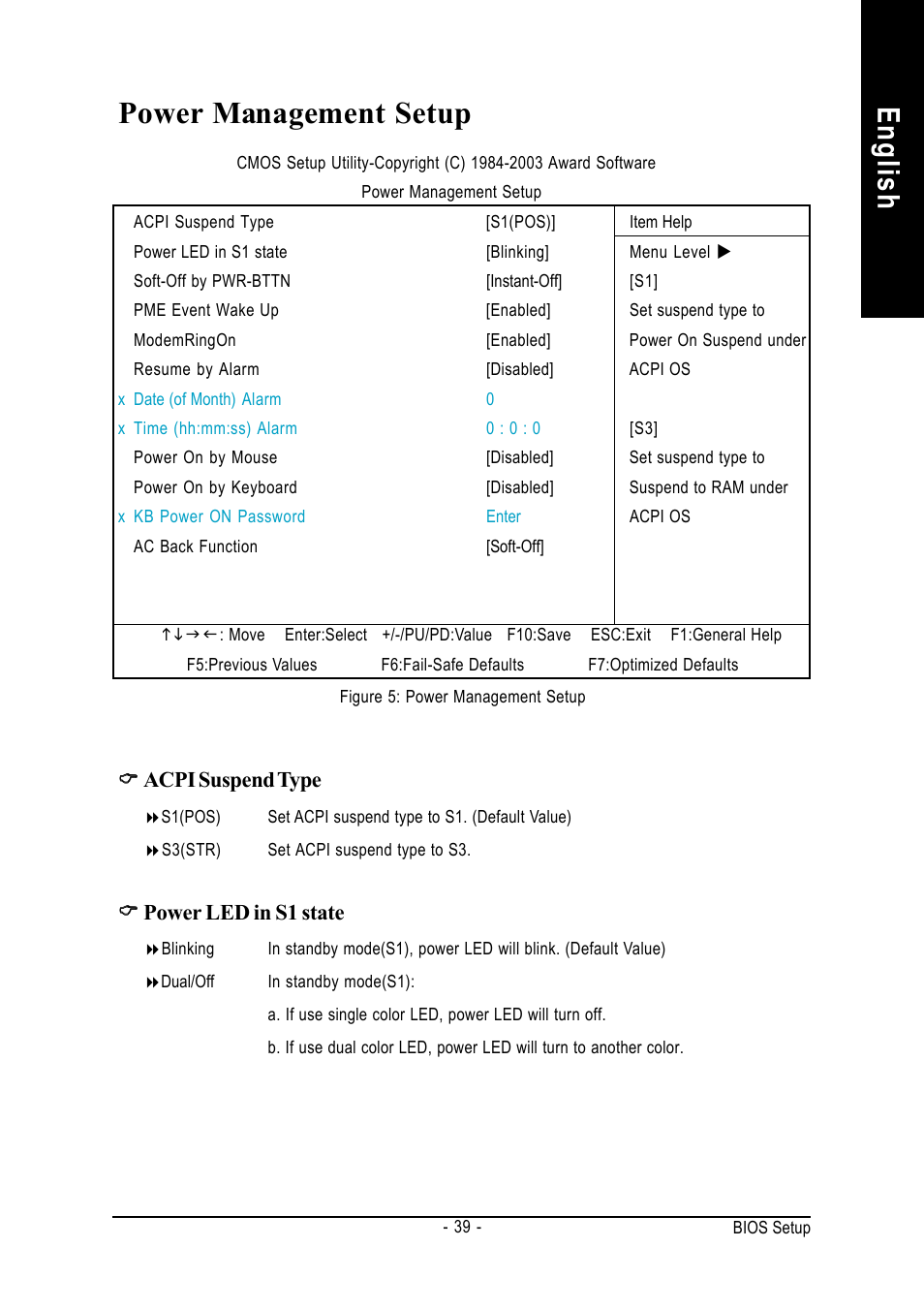 English, Power management setup | GIGABYTE GA-8IR2003 User Manual | Page 43 / 96