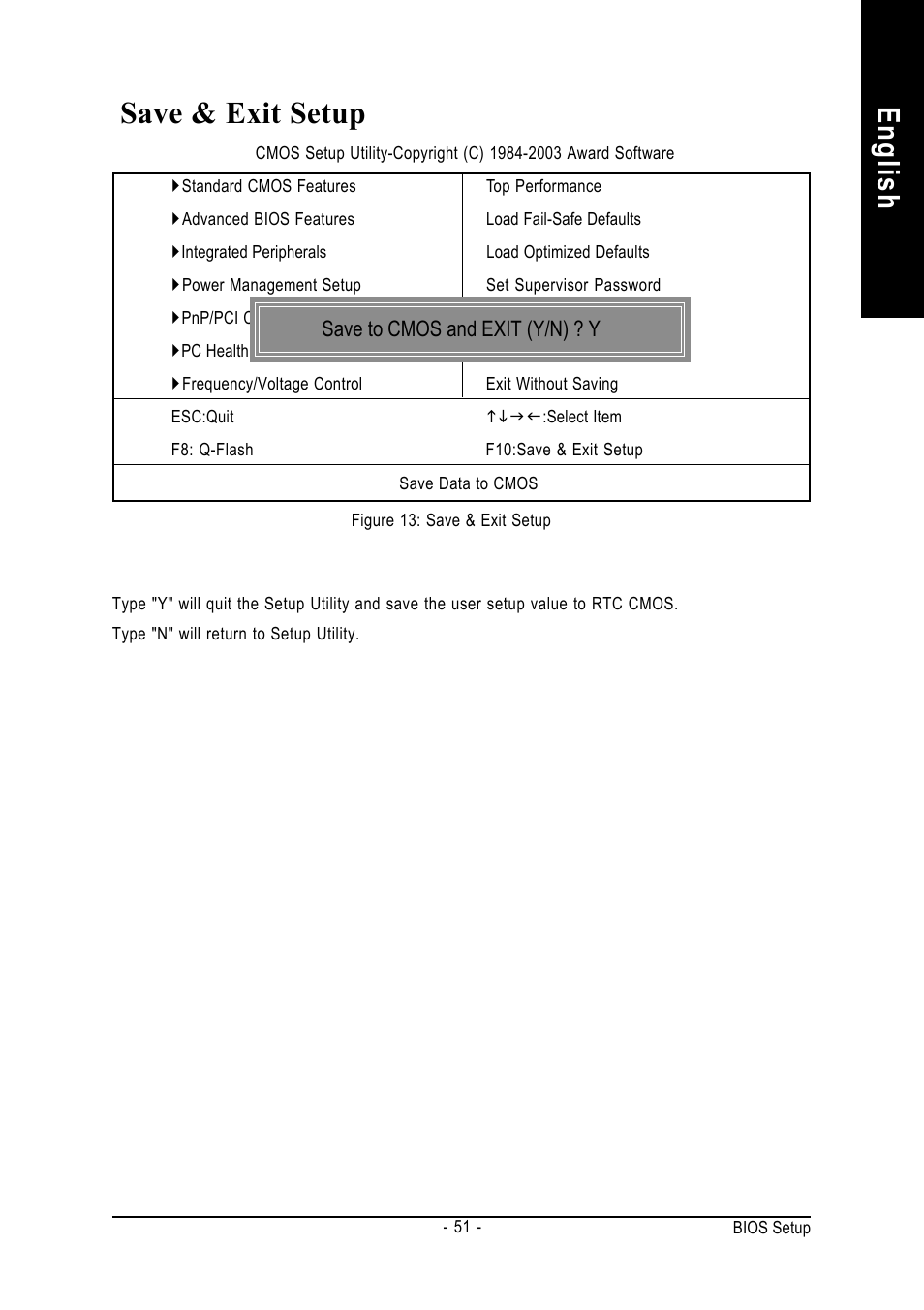 English, Save & exit setup | GIGABYTE GA-8IR2003 User Manual | Page 55 / 96