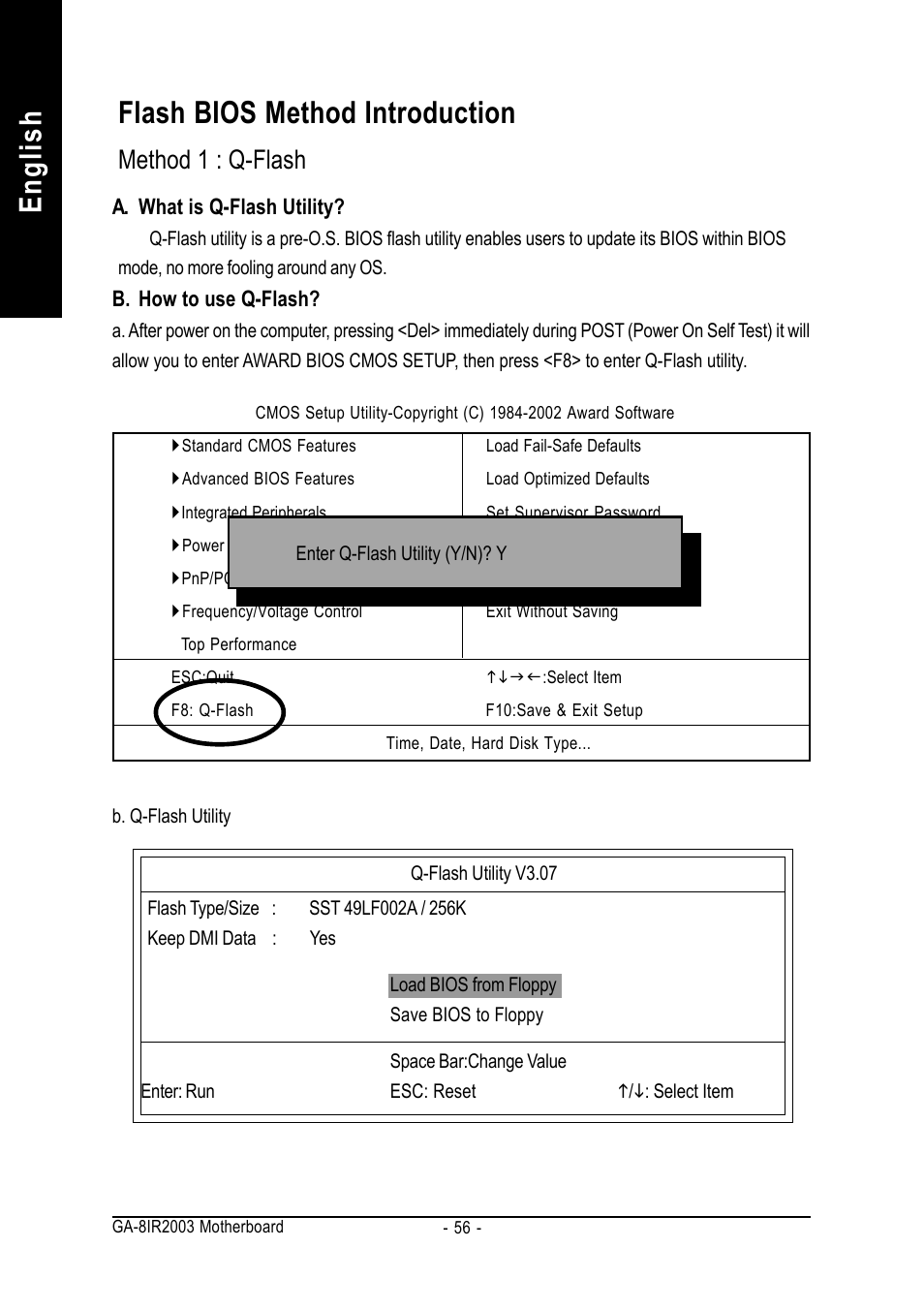 English flash bios method introduction, Method 1 : q-flash | GIGABYTE GA-8IR2003 User Manual | Page 60 / 96