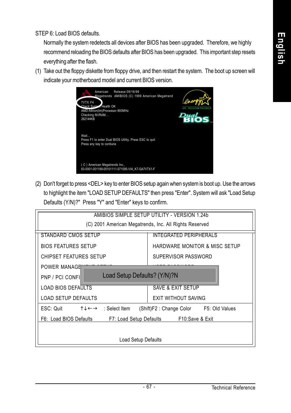 English, Load setup defaults? (y/n)?n | GIGABYTE GA-8IR2003 User Manual | Page 71 / 96