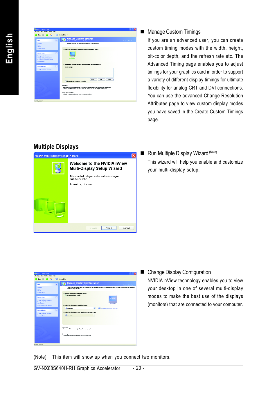 English | GIGABYTE GeForceTM 8800 GTS Graphics Accelerator GV-NX88S640H-RH User Manual | Page 20 / 34