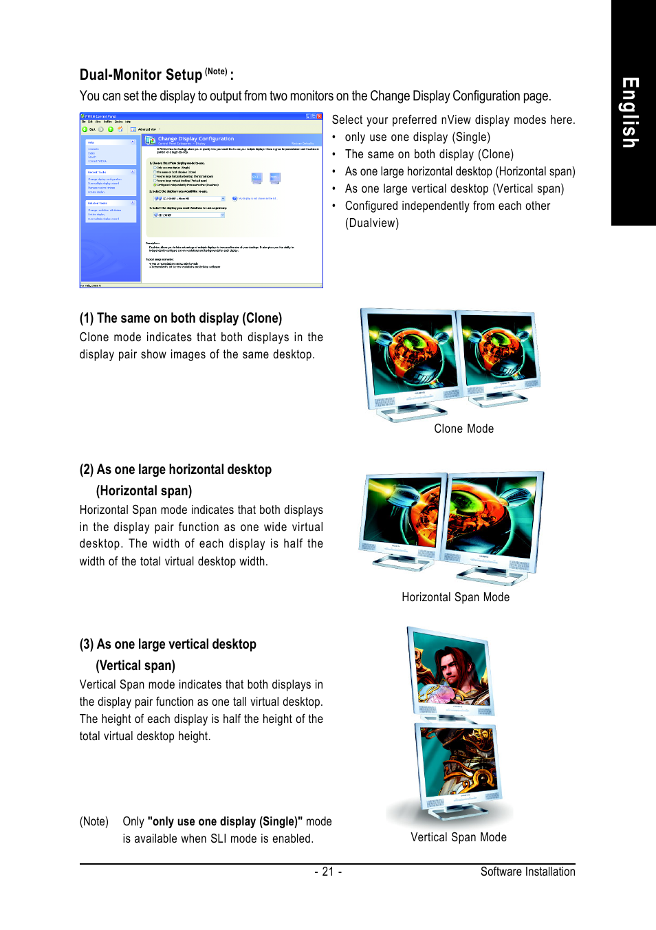 English | GIGABYTE GeForceTM 8800 GTS Graphics Accelerator GV-NX88S640H-RH User Manual | Page 21 / 34