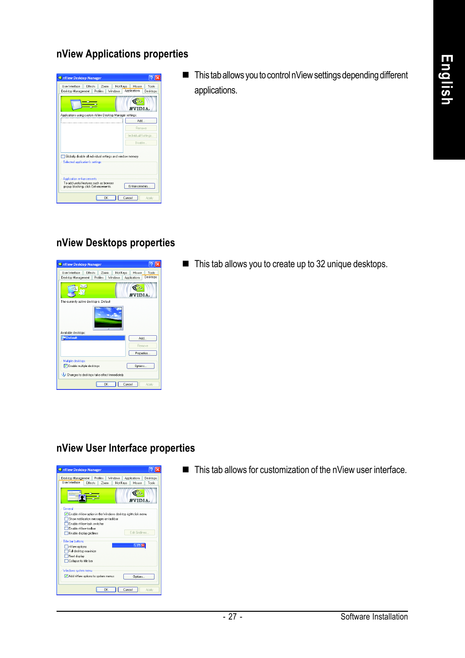 English | GIGABYTE GeForceTM 8800 GTS Graphics Accelerator GV-NX88S640H-RH User Manual | Page 27 / 34