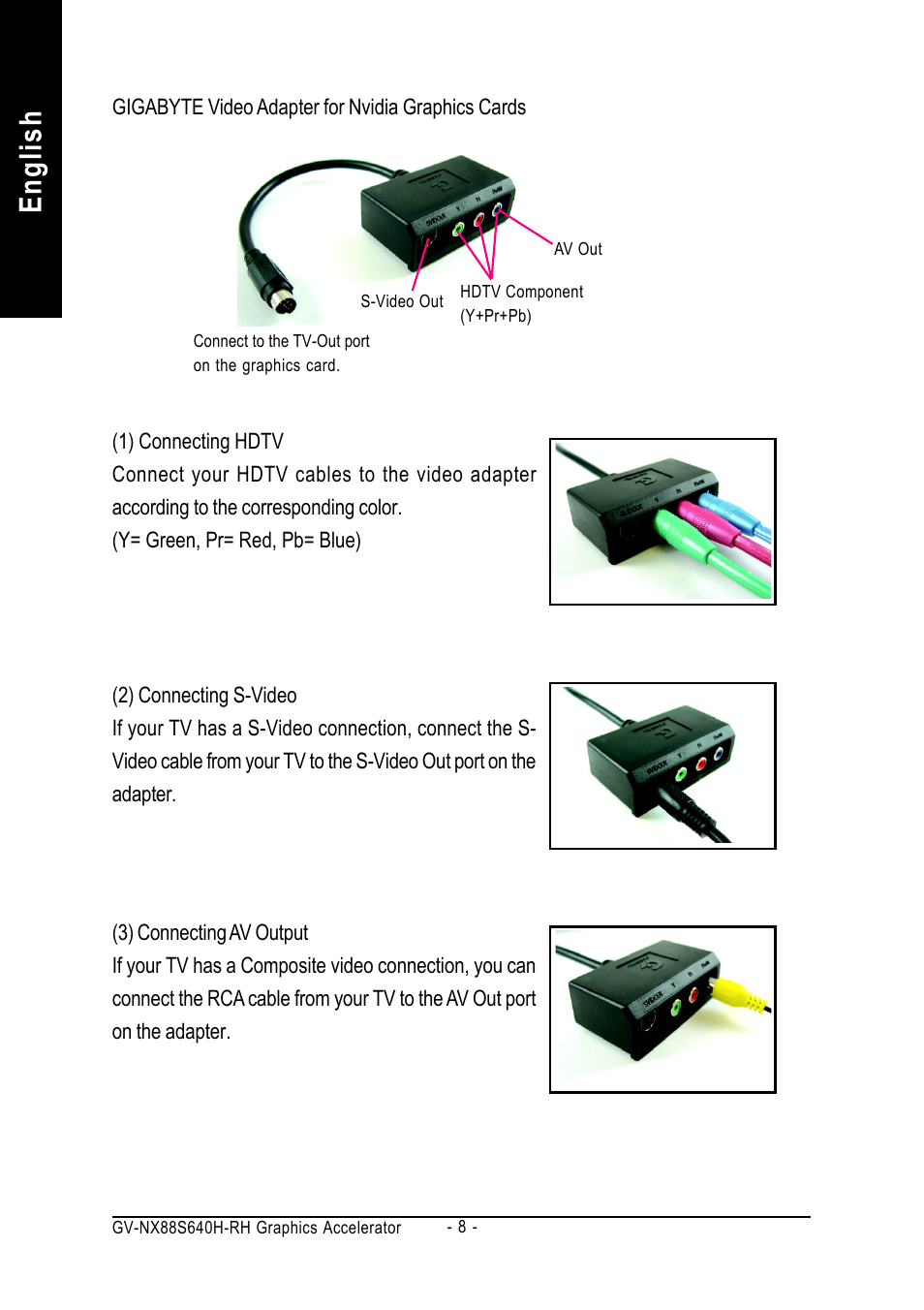 English | GIGABYTE GeForceTM 8800 GTS Graphics Accelerator GV-NX88S640H-RH User Manual | Page 8 / 34
