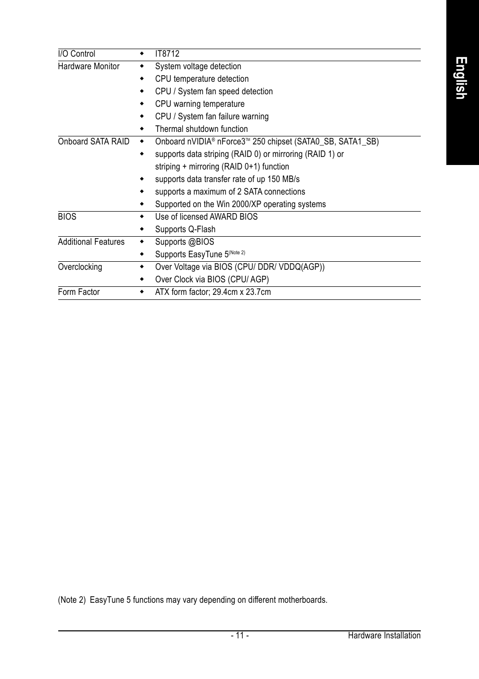 English | GIGABYTE GA-K8NS User Manual | Page 11 / 80
