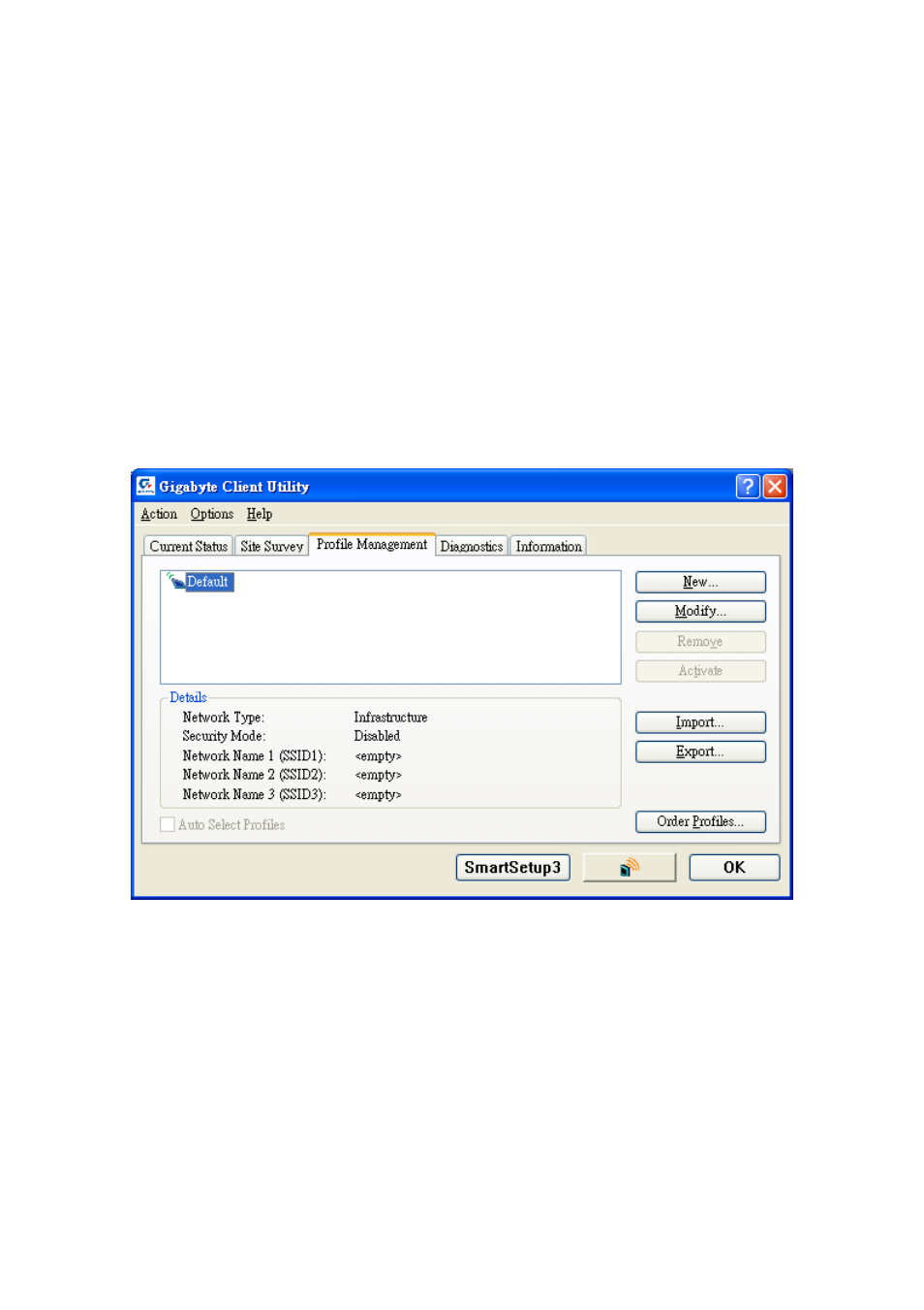 Profile management tab | GIGABYTE GN-WM01GT User Manual | Page 16 / 40
