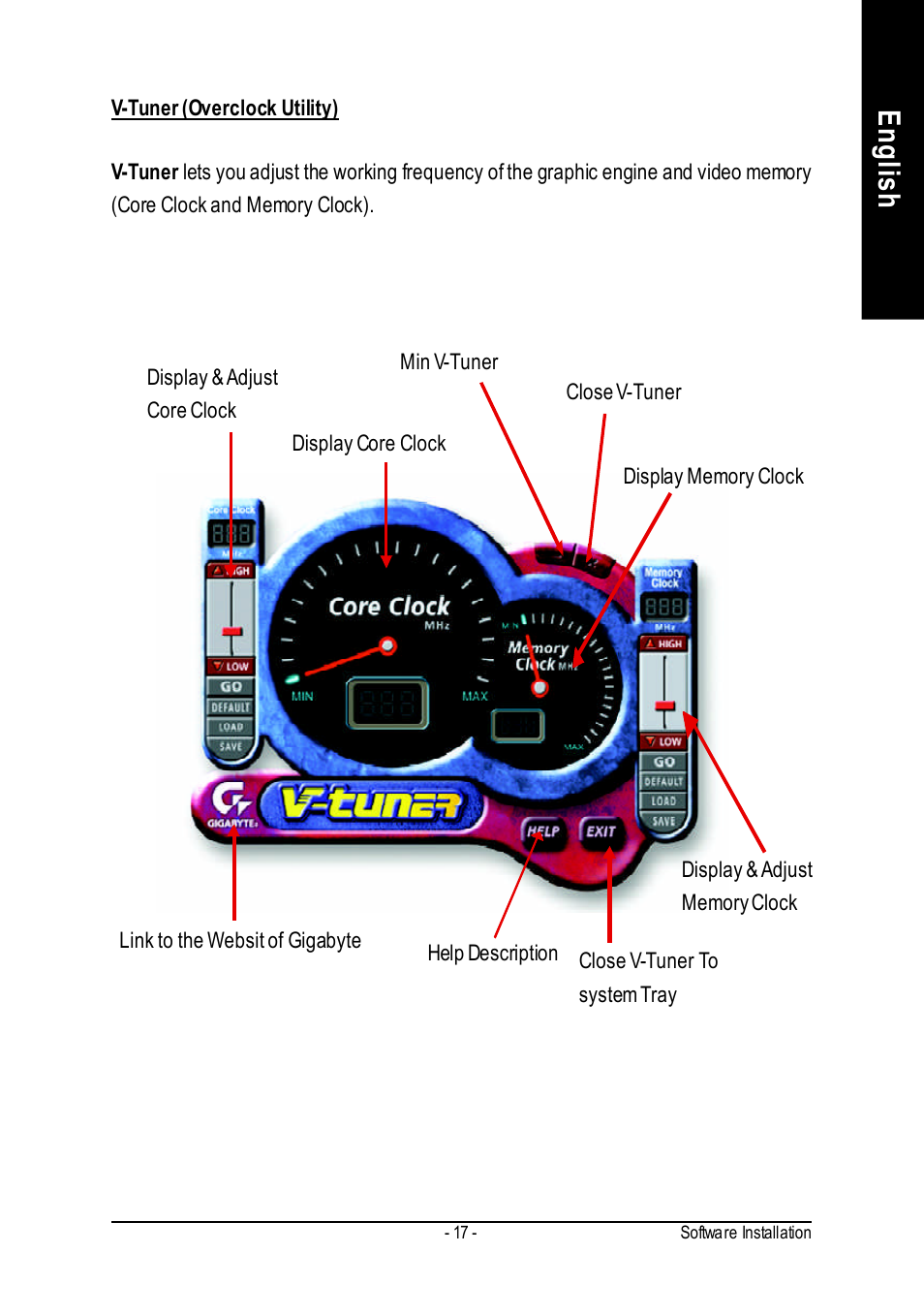 English | GIGABYTE GeForceTM FX 5700 Graphics Accelerator GV-N57256V User Manual | Page 17 / 39