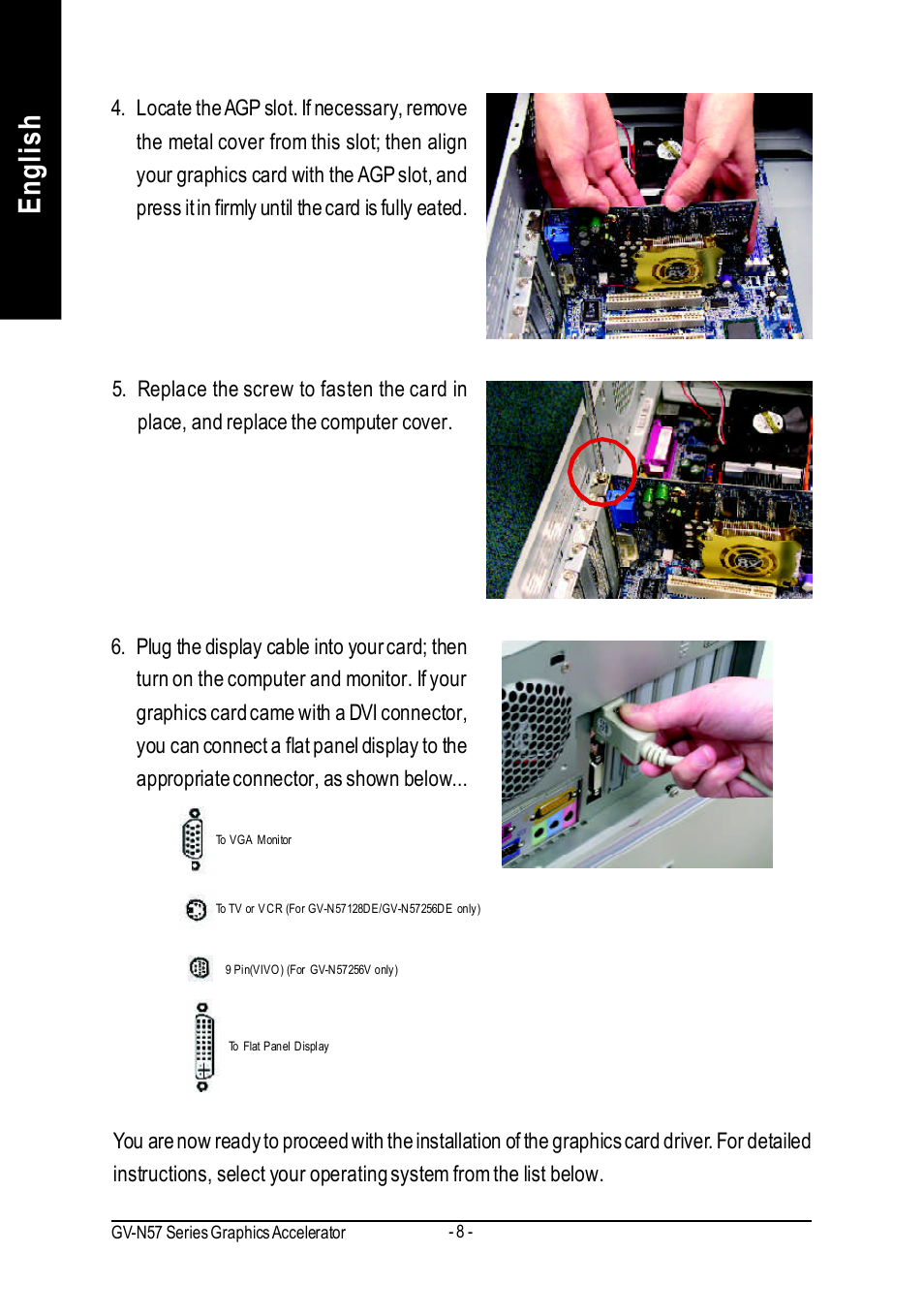 English | GIGABYTE GeForceTM FX 5700 Graphics Accelerator GV-N57256V User Manual | Page 8 / 39