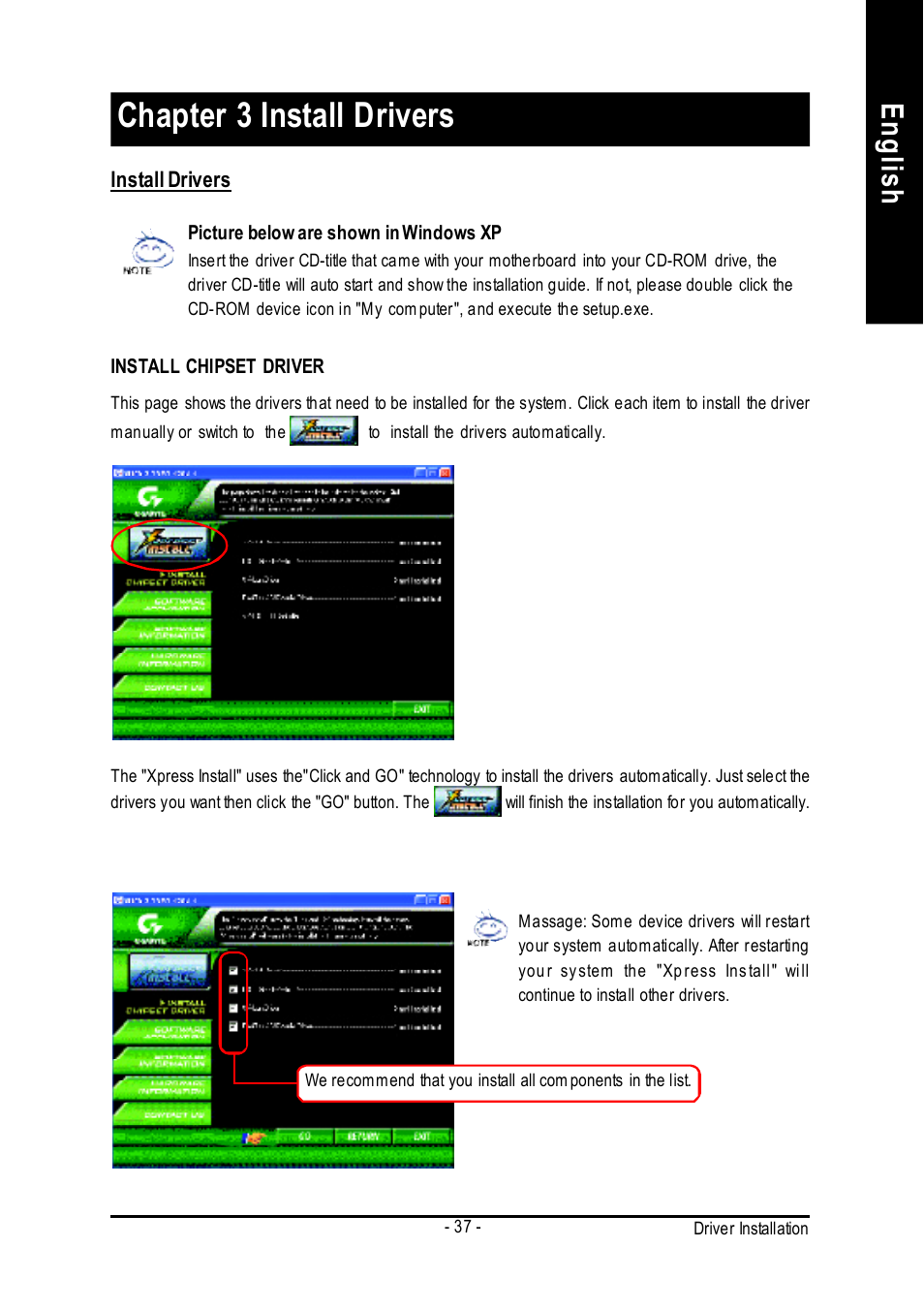 Chapter 3 install drivers, English revision history | GIGABYTE 7VT600-RZ User Manual | Page 37 / 40