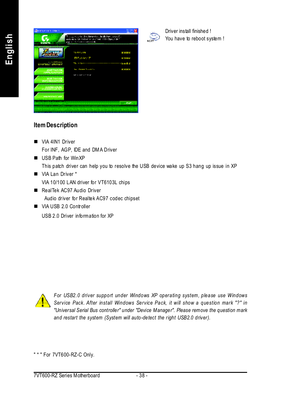 English | GIGABYTE 7VT600-RZ User Manual | Page 38 / 40