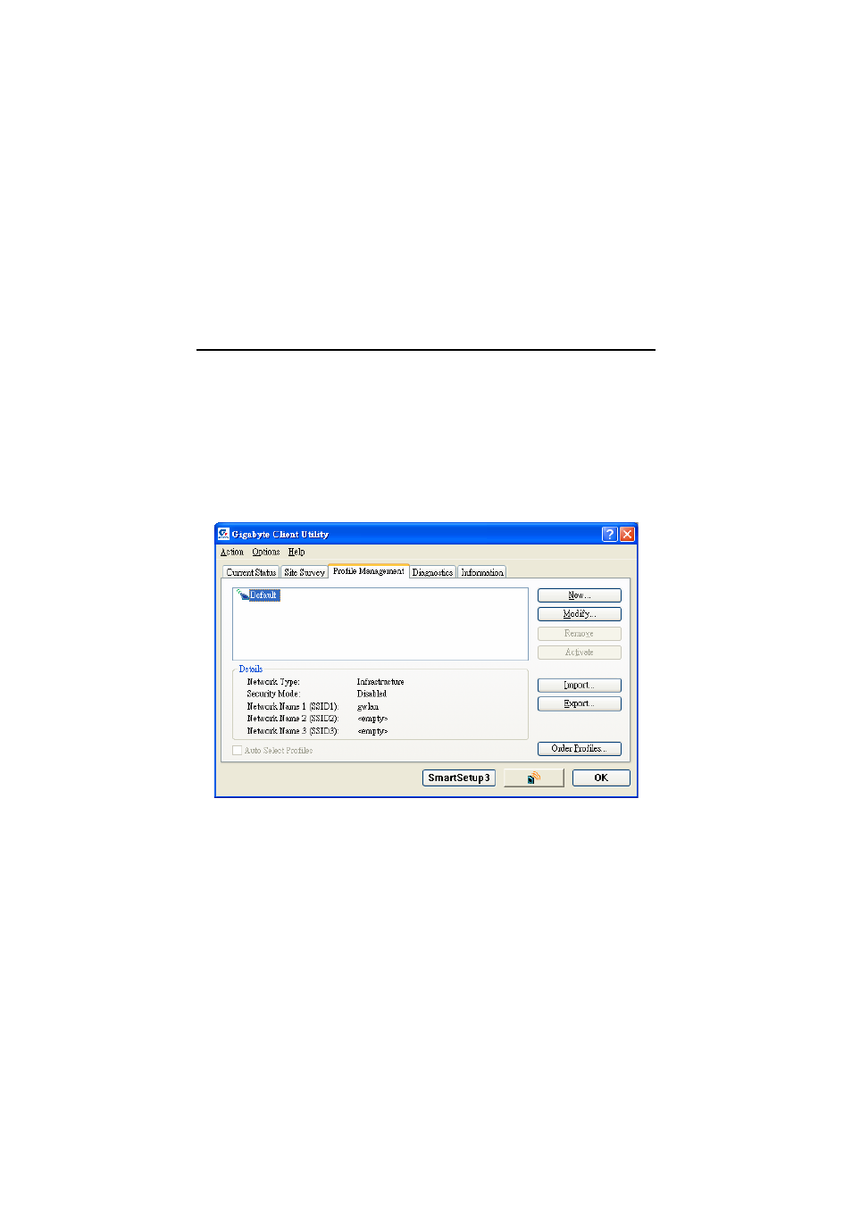 Profile management tab | GIGABYTE GN-WP01GT User Manual | Page 22 / 50