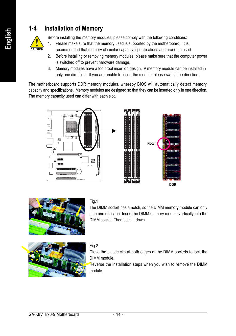 English | GIGABYTE AMD Socket 939 Processor Motherboard GA-K8VT890-9 User Manual | Page 14 / 80