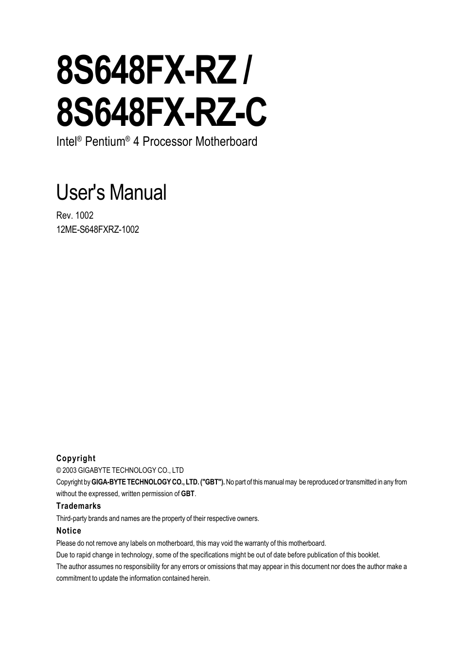 GIGABYTE 8S648FX-RZ User Manual | 40 pages