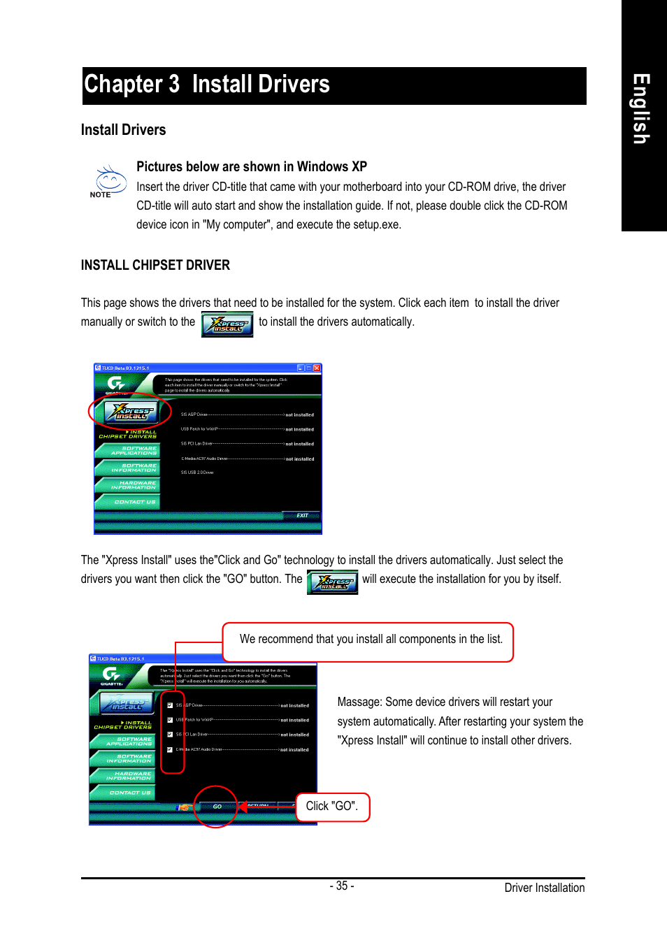 Chapter 3 install drivers, English revision history | GIGABYTE 8S648FX-RZ User Manual | Page 35 / 40