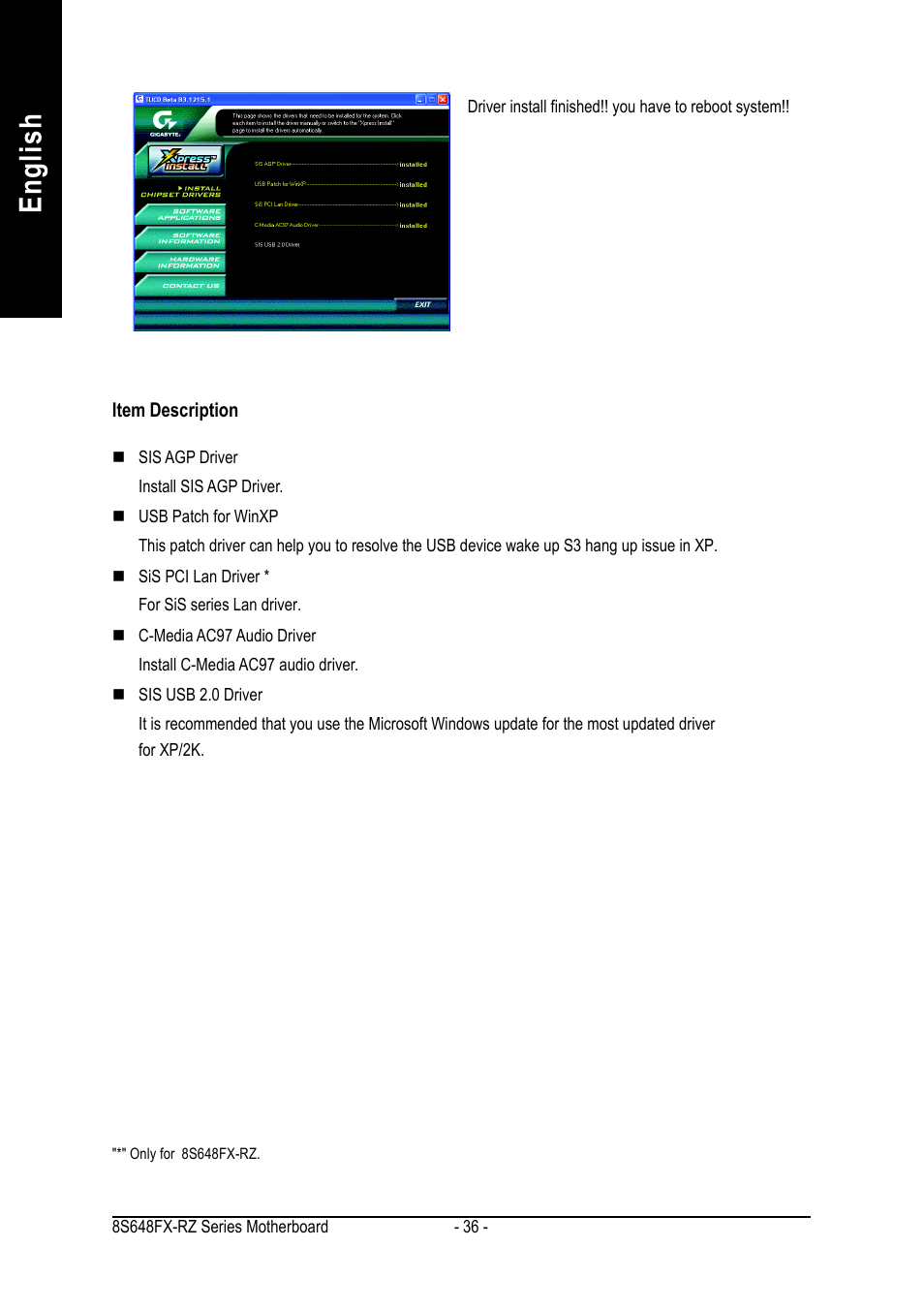 English | GIGABYTE 8S648FX-RZ User Manual | Page 36 / 40