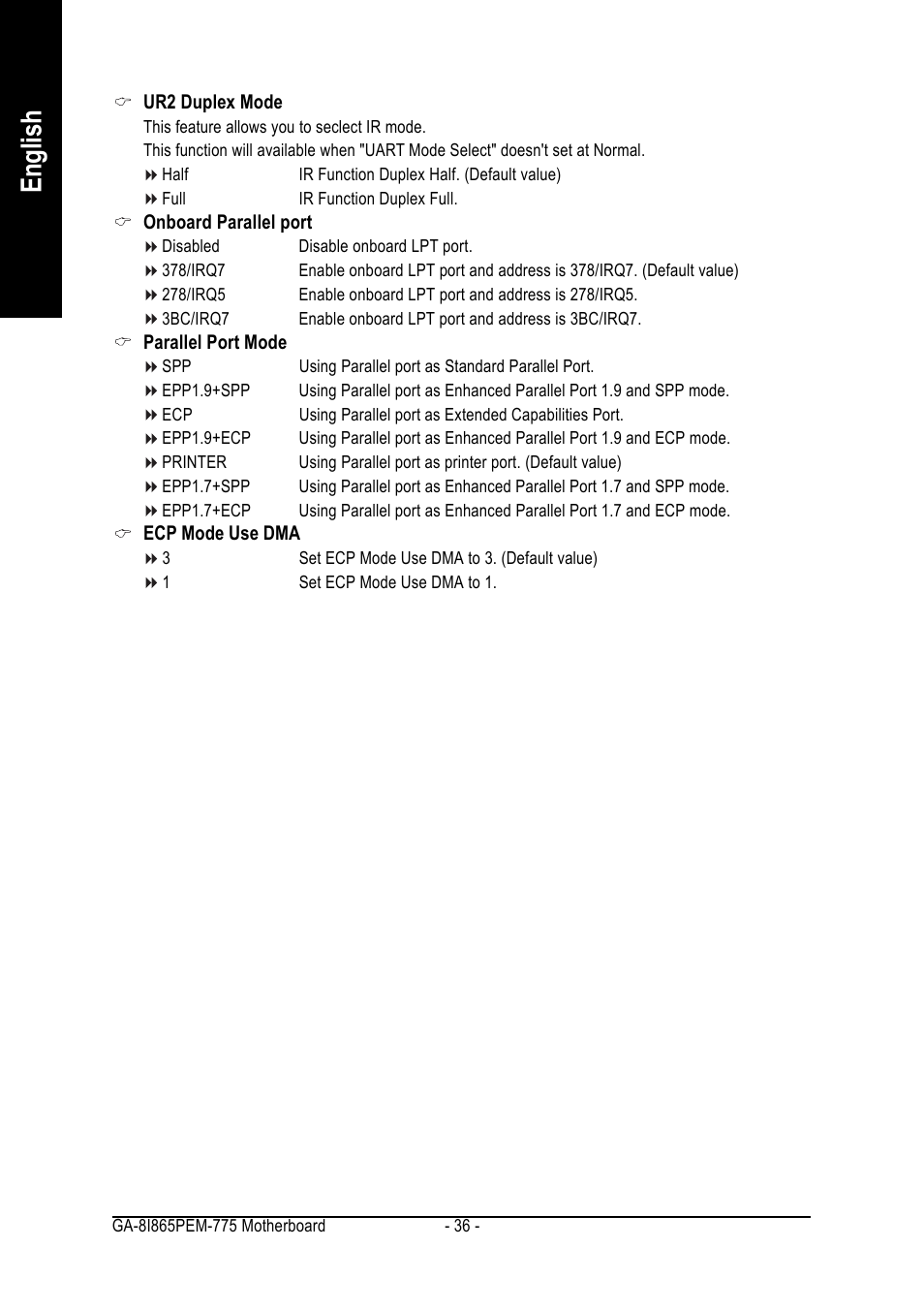 English | GIGABYTE GA-8I865PEM-775 User Manual | Page 36 / 72