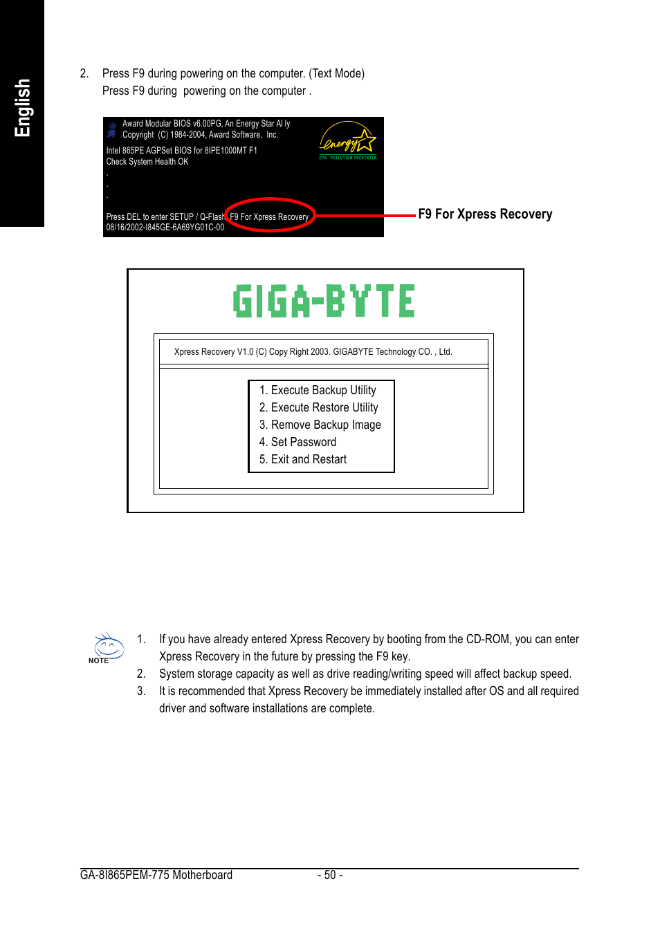 English | GIGABYTE GA-8I865PEM-775 User Manual | Page 50 / 72