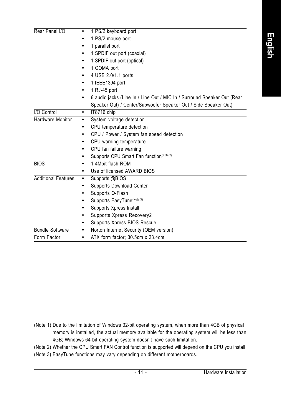 English | GIGABYTE AM2 Processor Motherboard GA-M57SLI-S4 User Manual | Page 11 / 96