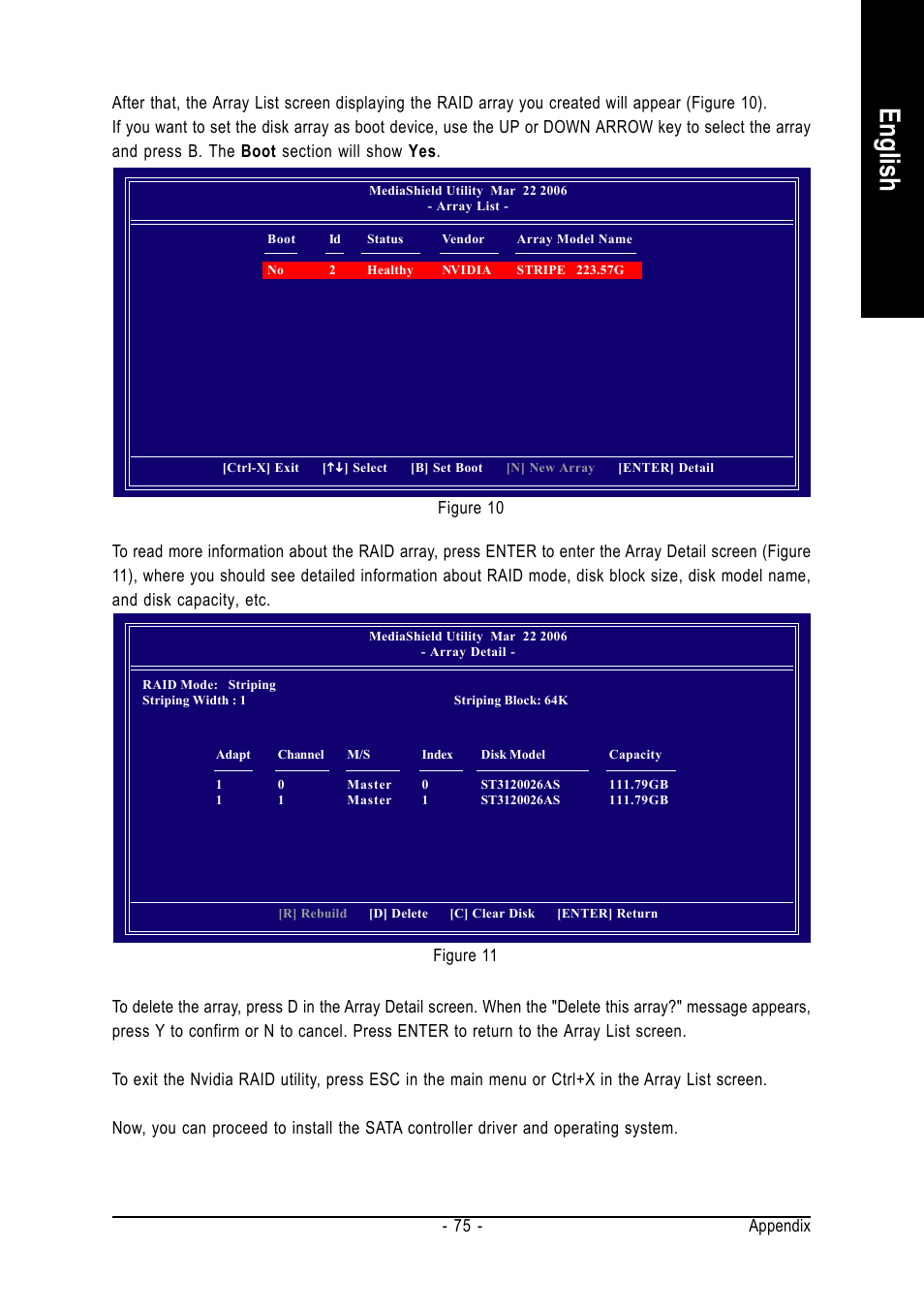 English, Appendix - 75 | GIGABYTE AM2 Processor Motherboard GA-M57SLI-S4 User Manual | Page 75 / 96