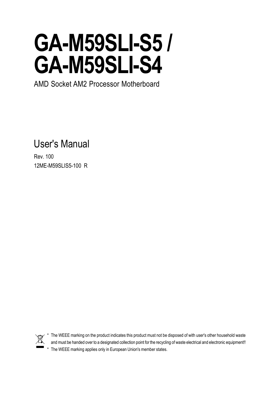 GIGABYTE AMD Socket AM2 Processor Motherboard GA-M59SLI-S5 User Manual | 120 pages