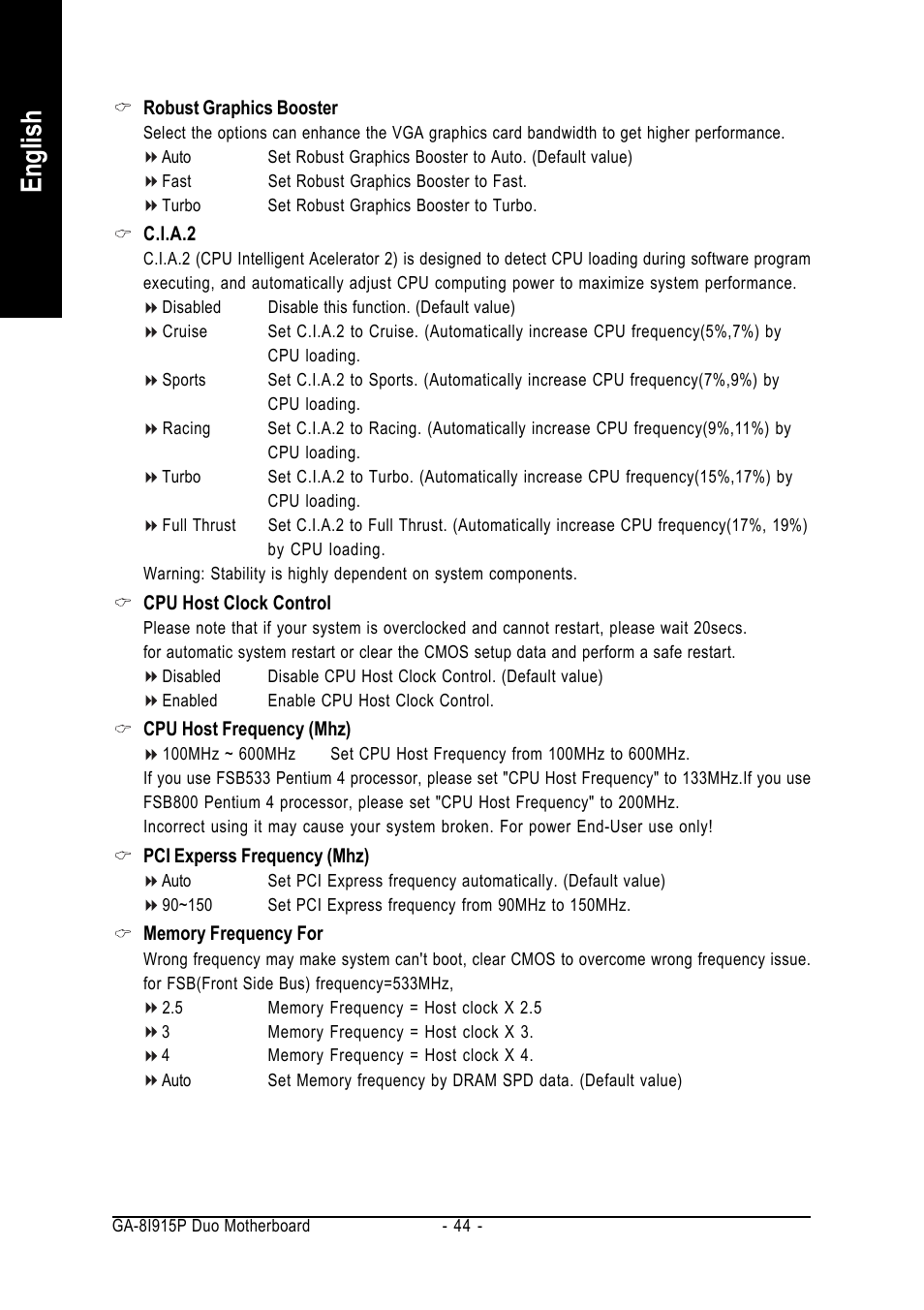 English | GIGABYTE GA-8I915P DUO User Manual | Page 44 / 80
