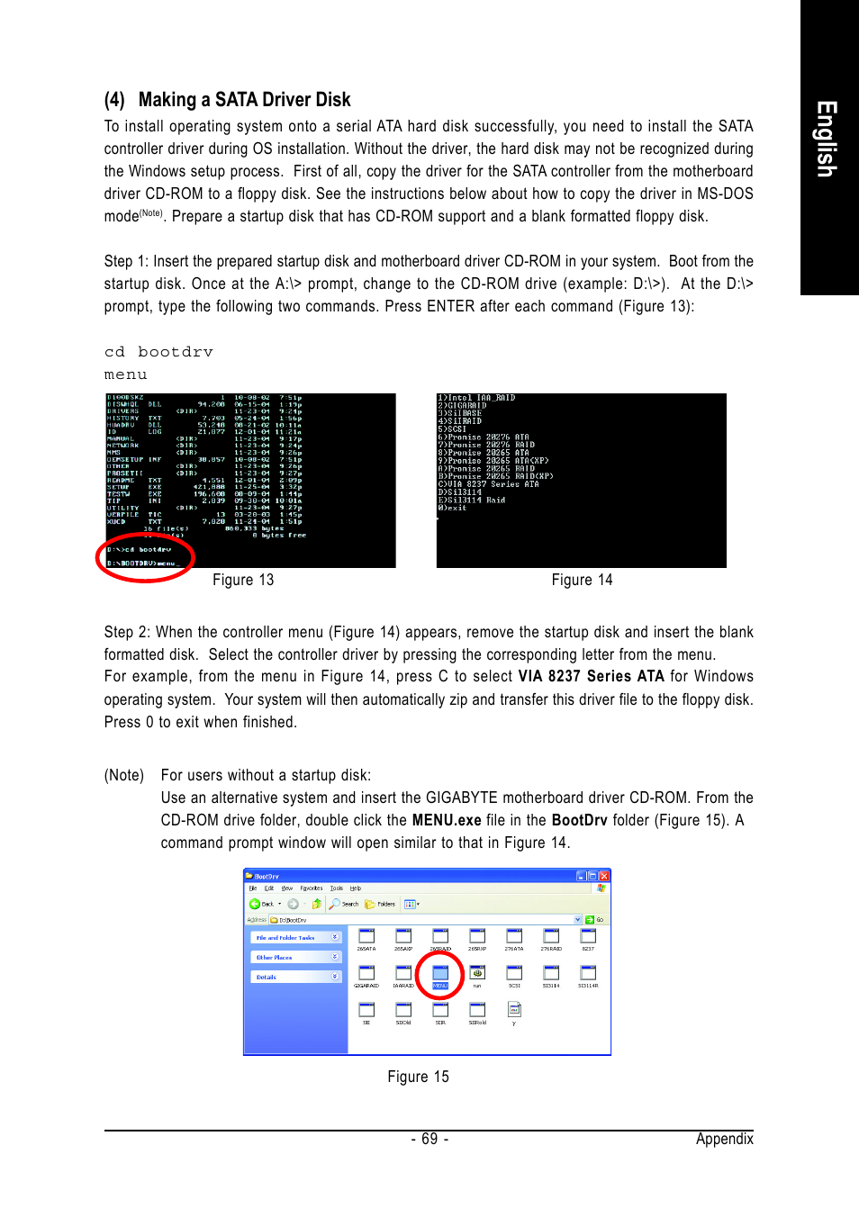 English, 4) making a sata driver disk | GIGABYTE GA-VM800PMC User Manual | Page 69 / 88