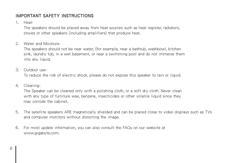 GIGABYTE USB-Powered Two-Piece Audio System GP-S5500 User Manual | Page 8 / 9