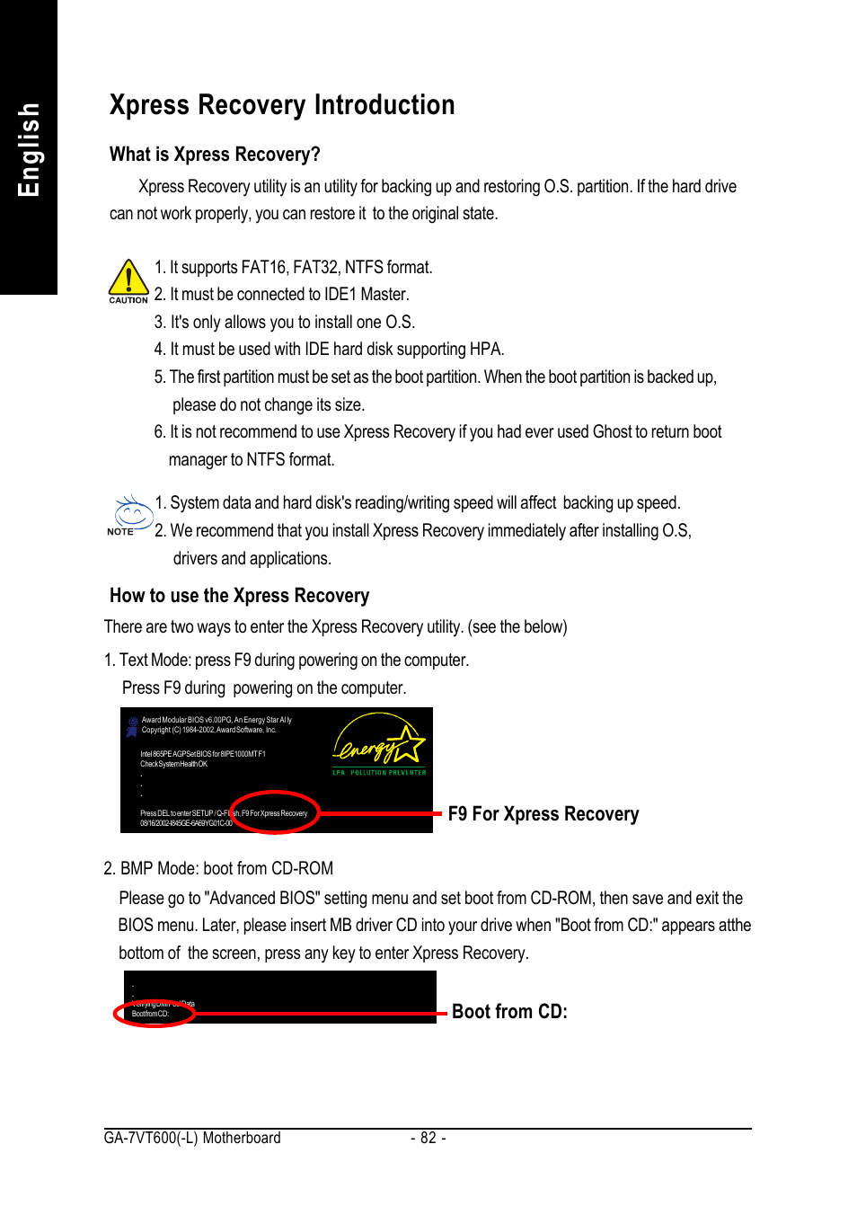 English xpress recovery introduction | GIGABYTE GA-7VT600 User Manual | Page 86 / 104