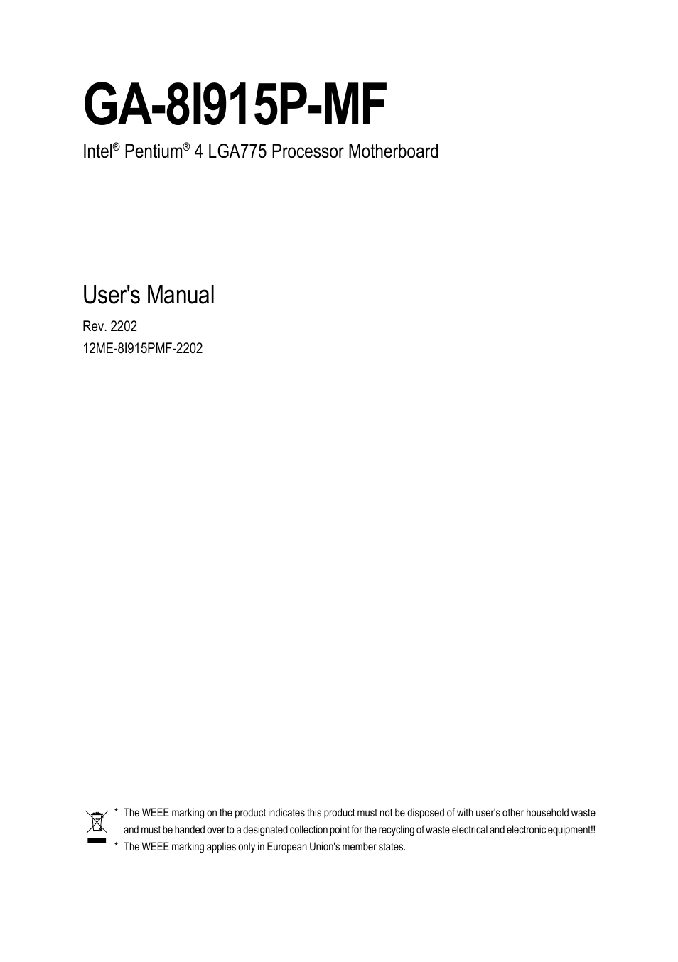 GIGABYTE GA-8I915P-MF User Manual | 80 pages