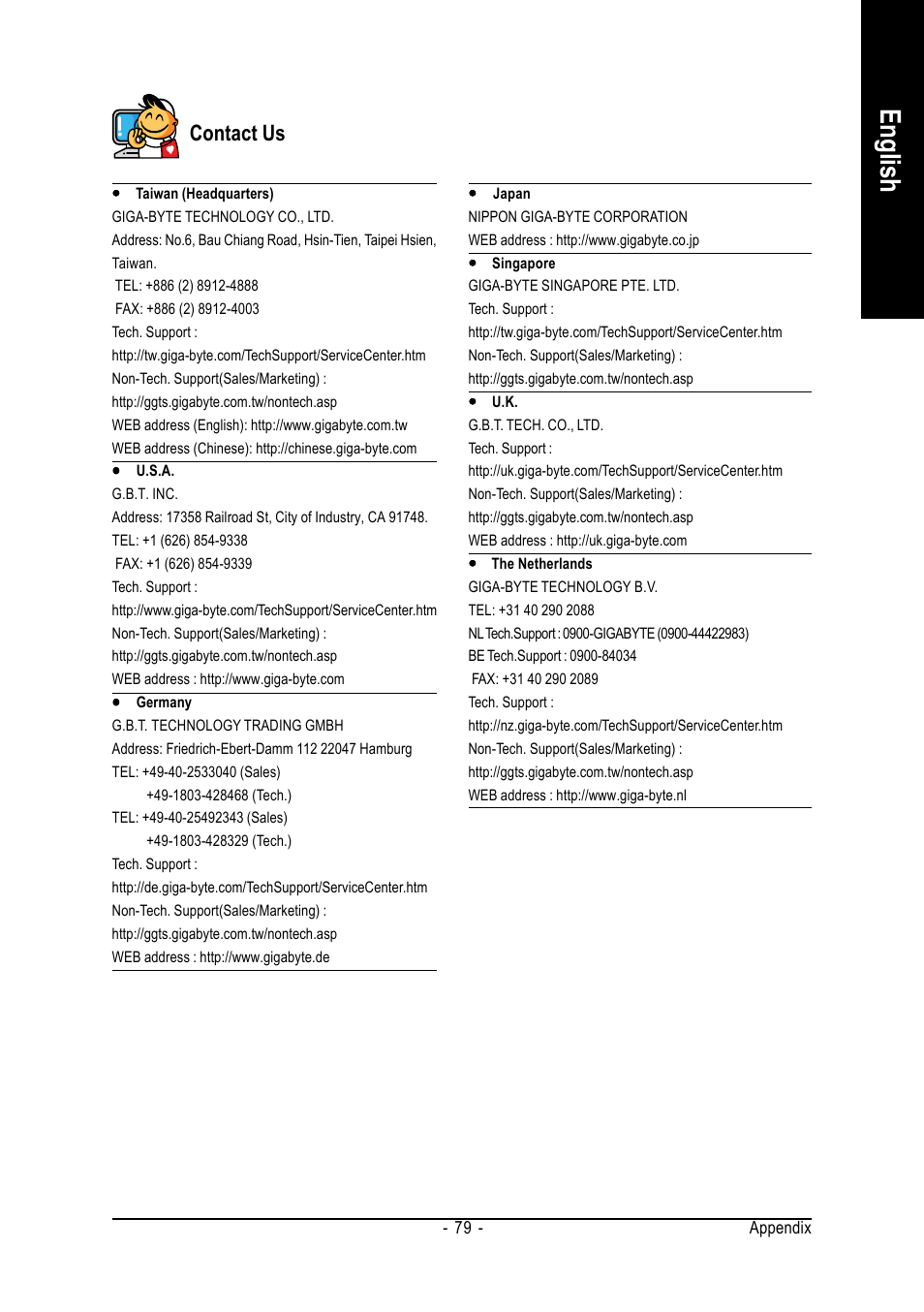 English, Contact us | GIGABYTE GA-8I915P-MF User Manual | Page 79 / 80