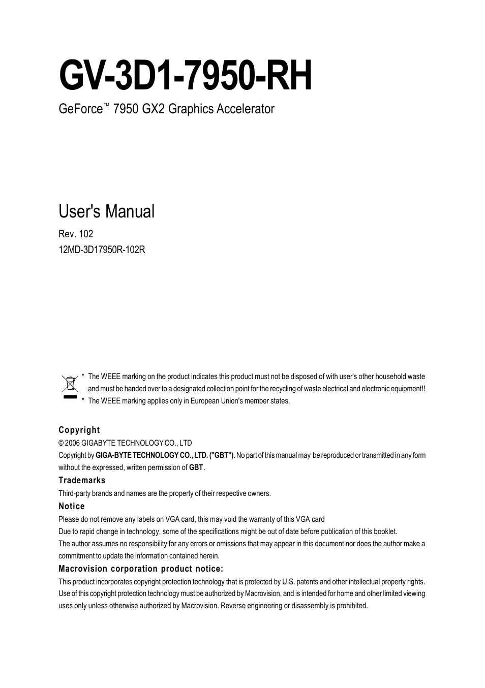 GIGABYTE GV-3D1-7950-RH User Manual | 34 pages