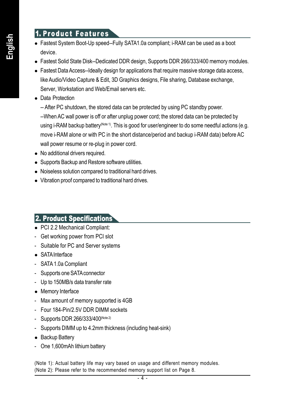 English | GIGABYTE GC-RAMDISK User Manual | Page 4 / 8