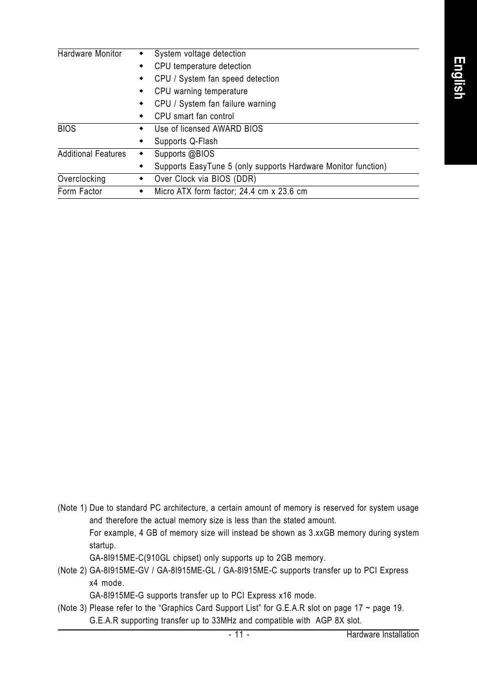 English | GIGABYTE GA-8I915ME Series User Manual | Page 11 / 80